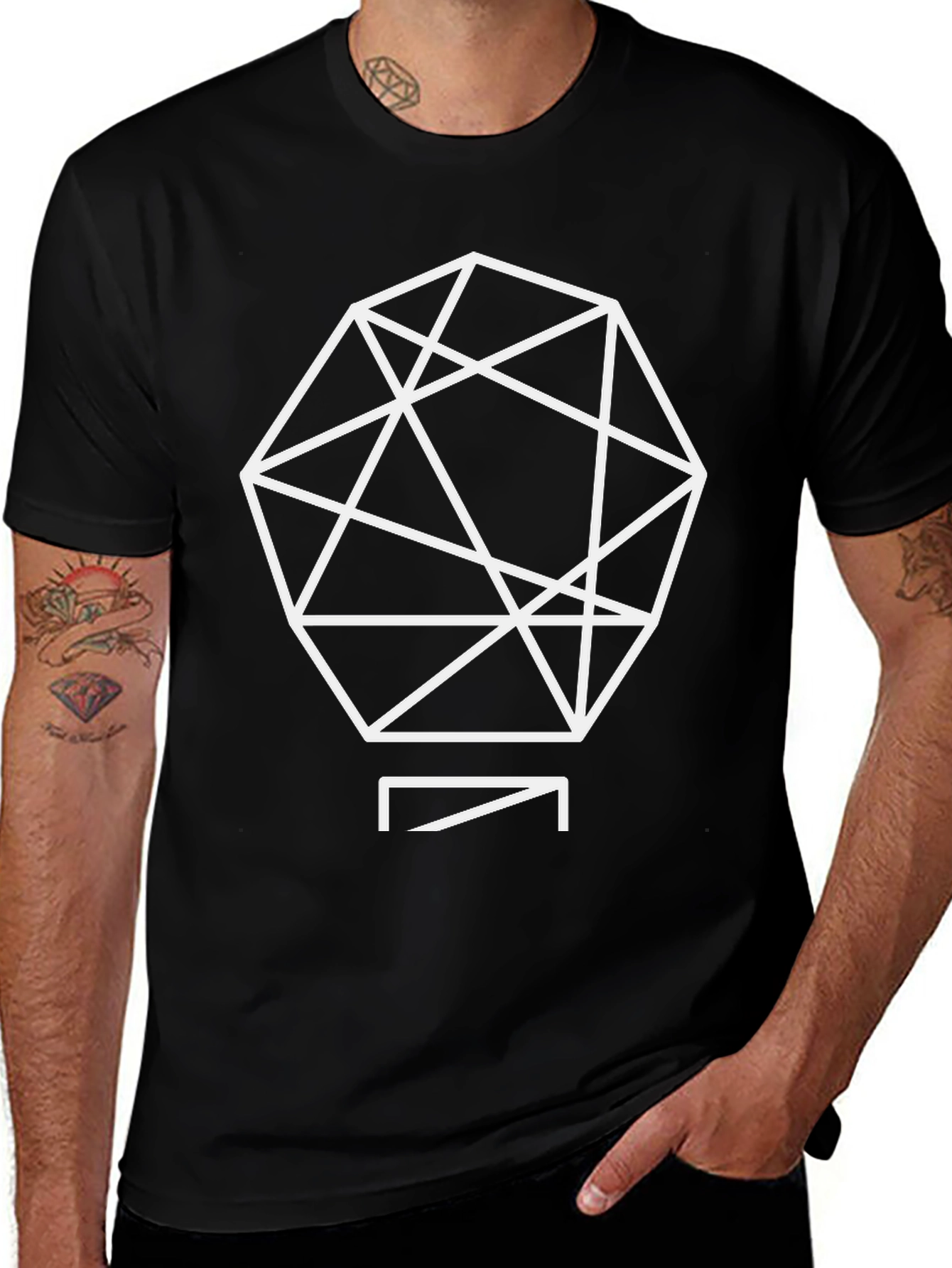 Geometric Graphic Tee - Black Casual Shirt