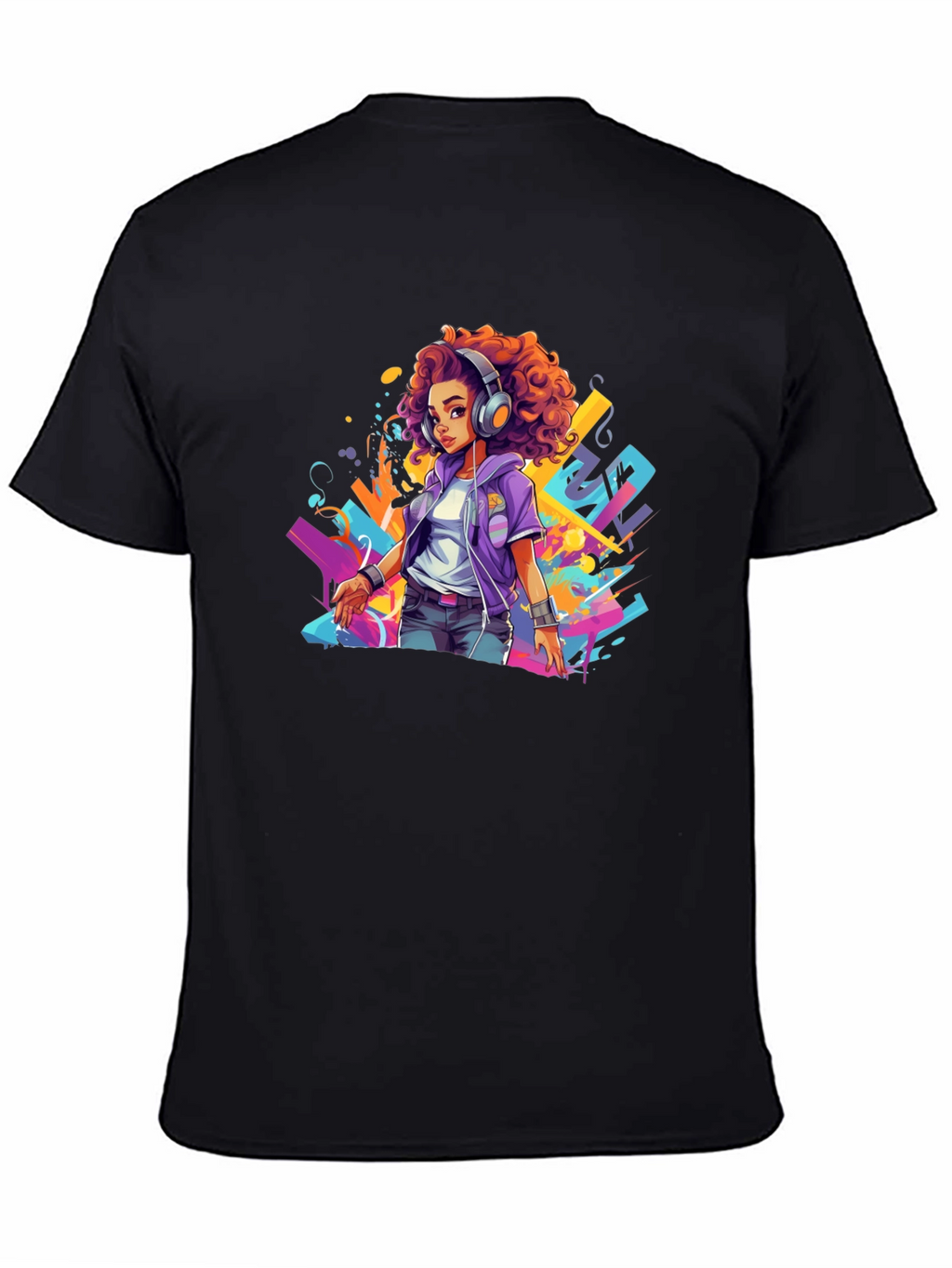 Stylish Graphic Tee - Anime Girl with Headphones
