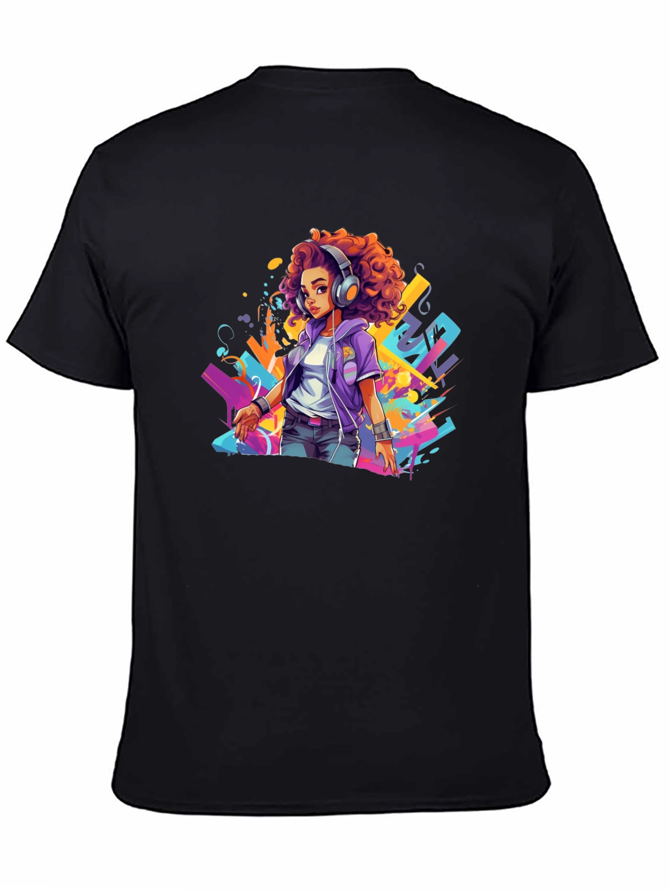 Stylish Graphic Tee - Anime Girl with Headphones