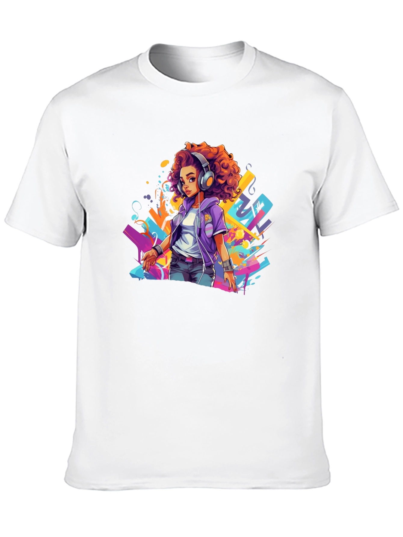 Stylish Graphic Tee - Anime Girl with Headphones