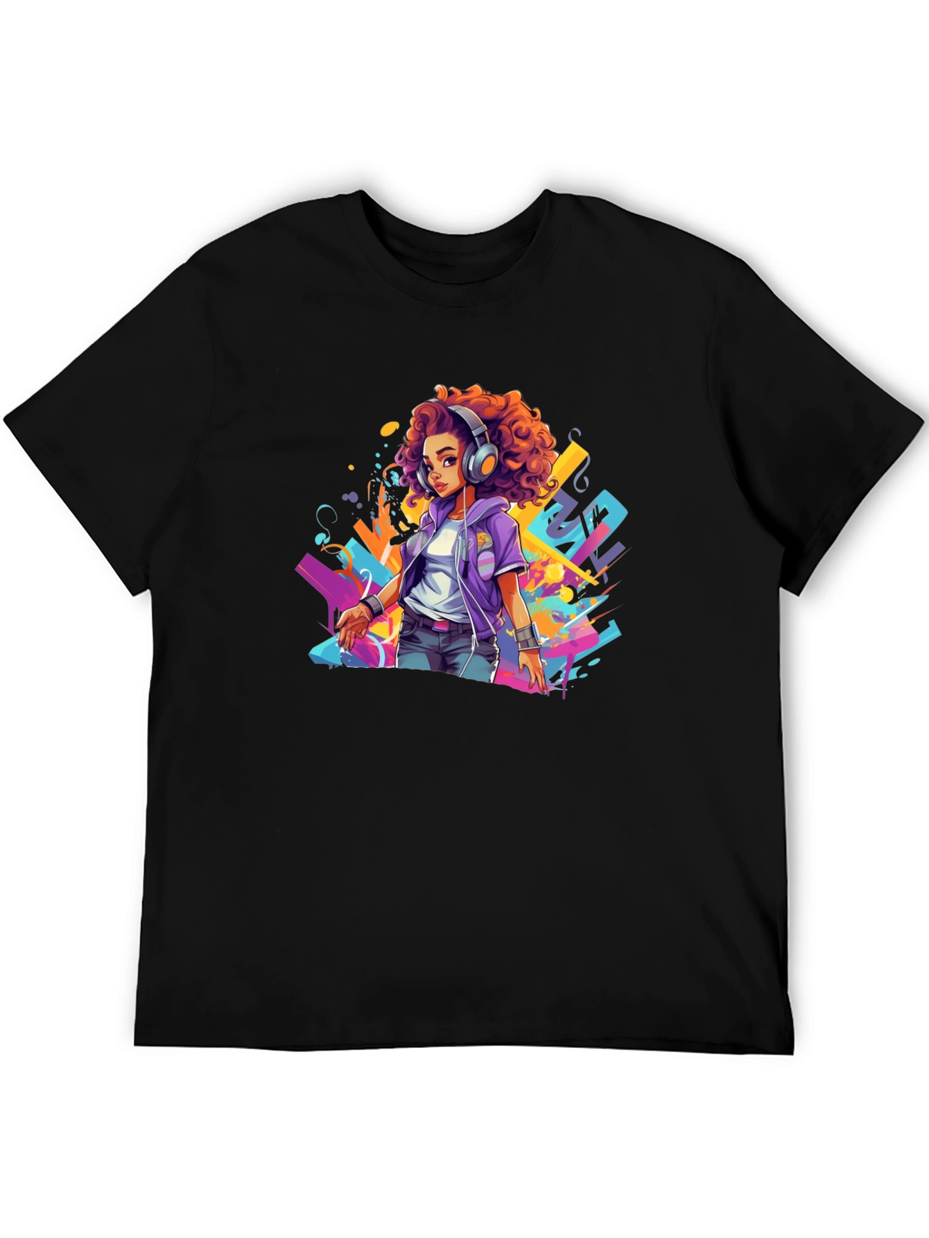 Stylish Graphic Tee - Anime Girl with Headphones