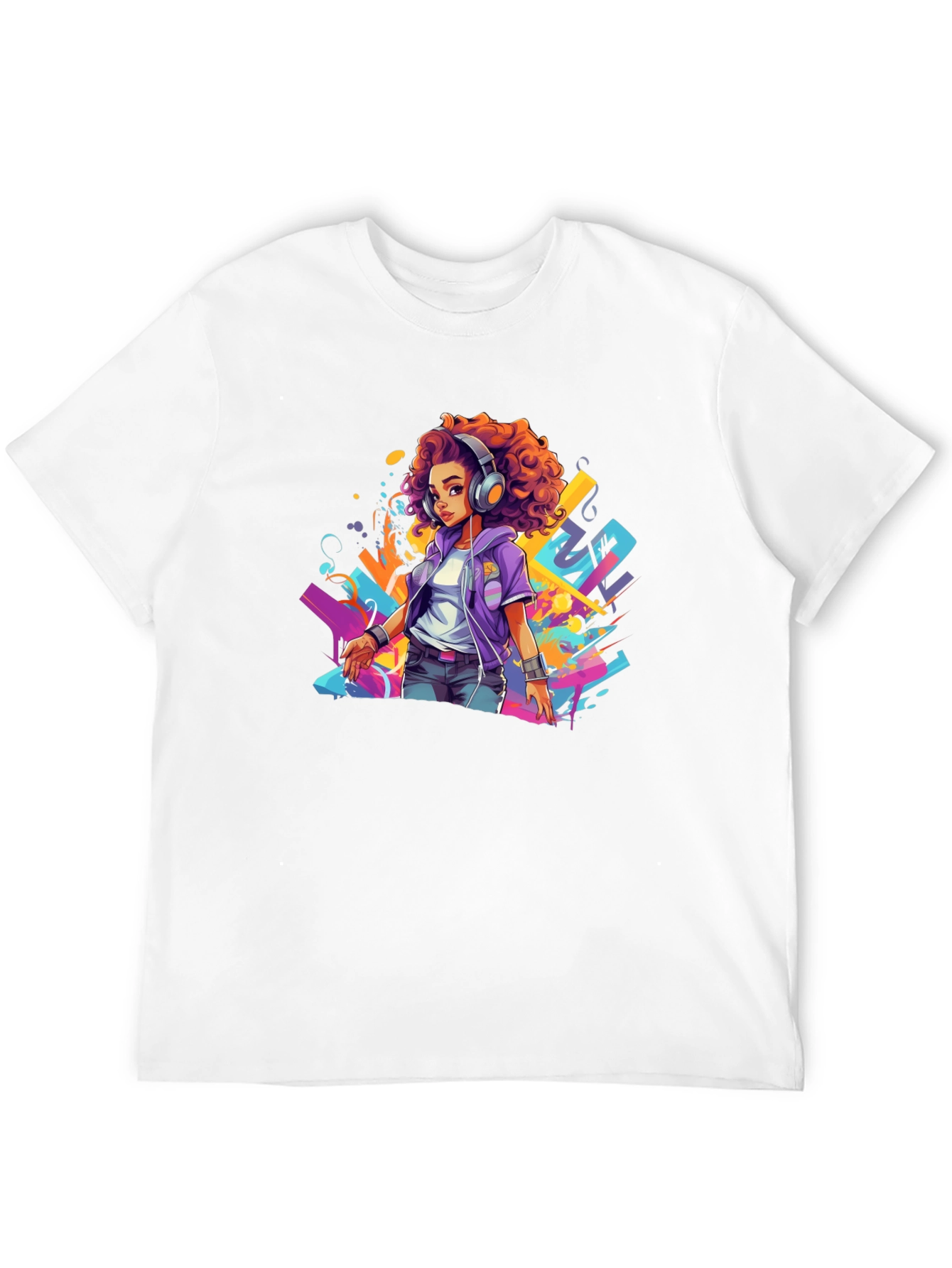 Stylish Graphic Tee - Anime Girl with Headphones