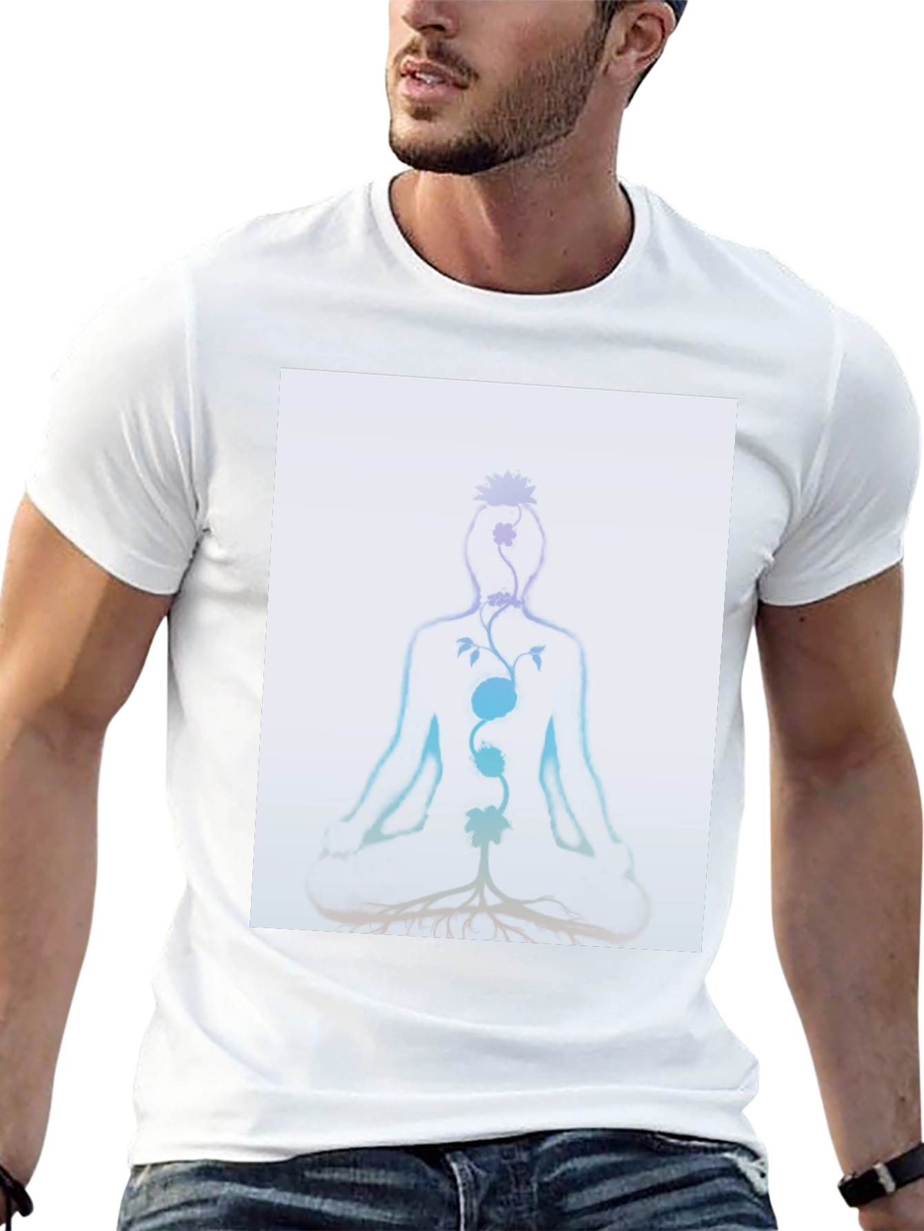 Chakra Meditation Tee - Spiritual Black T-Shirt