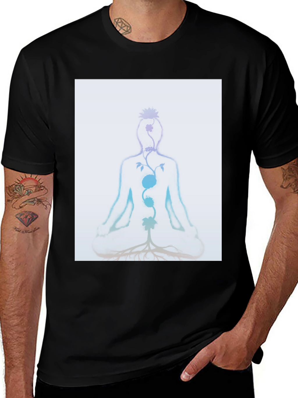 Chakra Meditation Tee - Spiritual Black T-Shirt