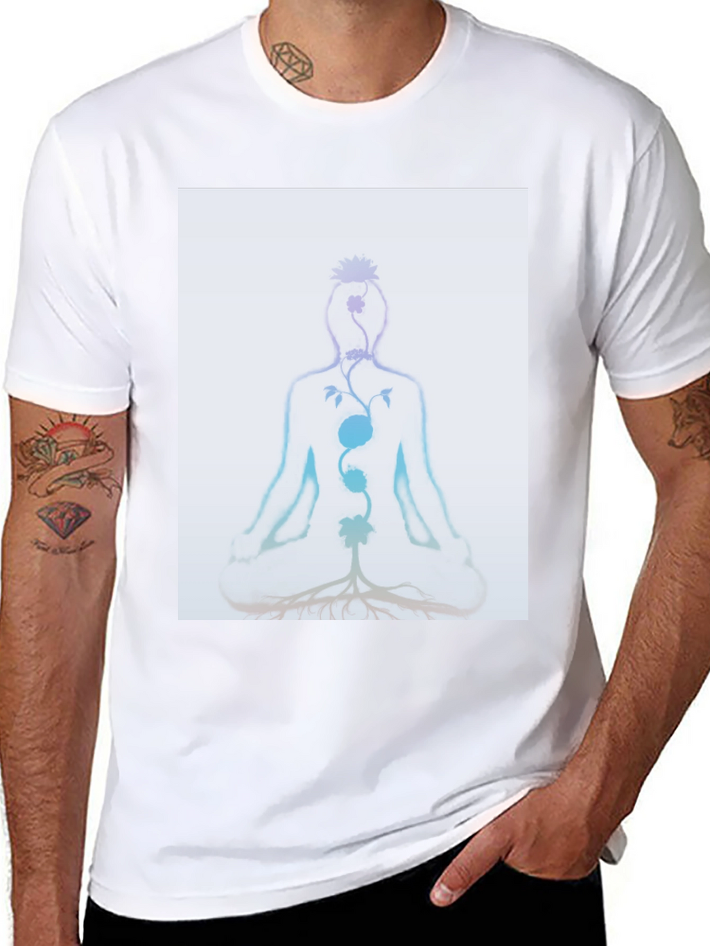 Chakra Meditation Tee - Spiritual Black T-Shirt
