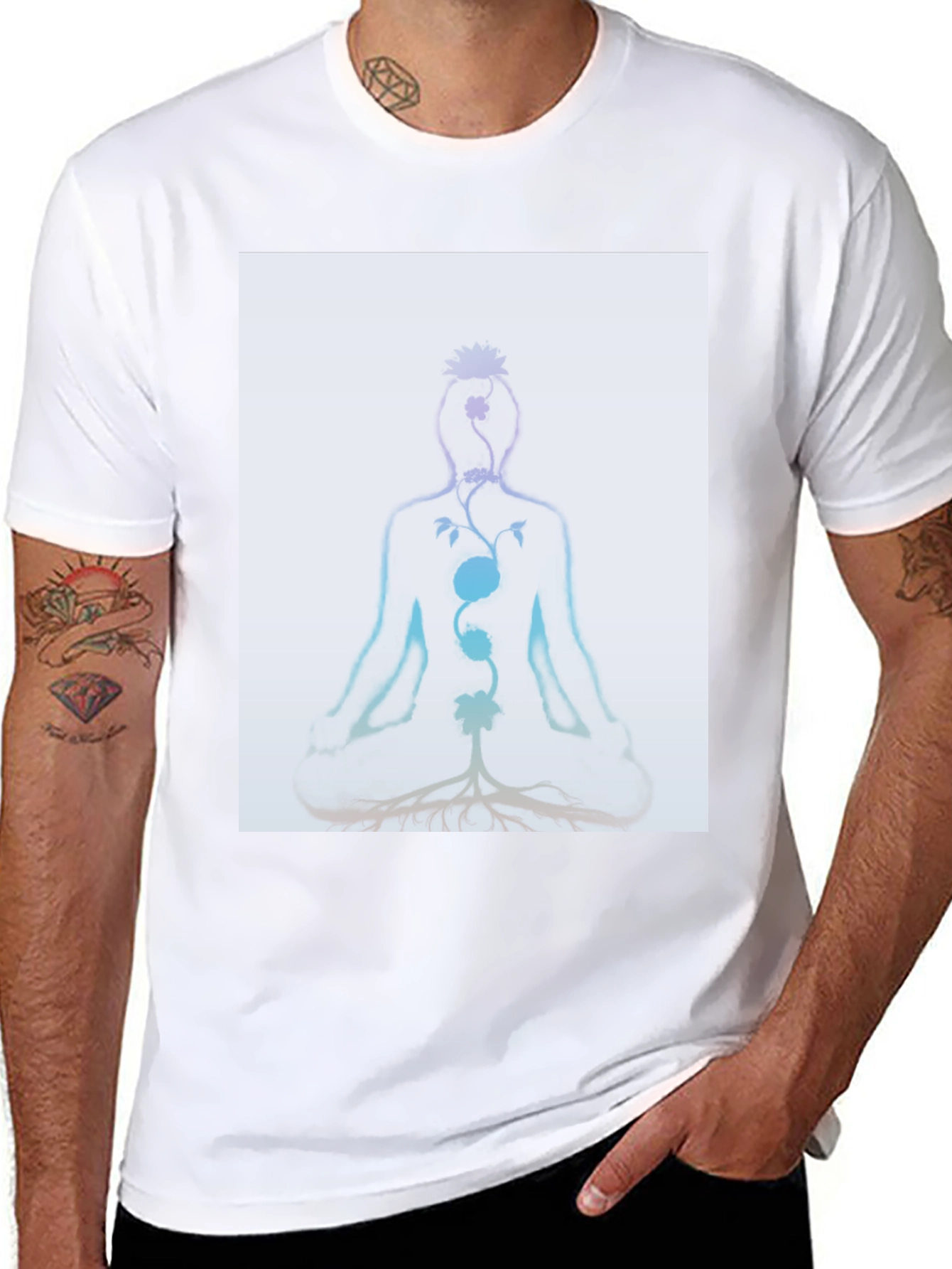 Chakra Meditation Tee - Spiritual Black T-Shirt