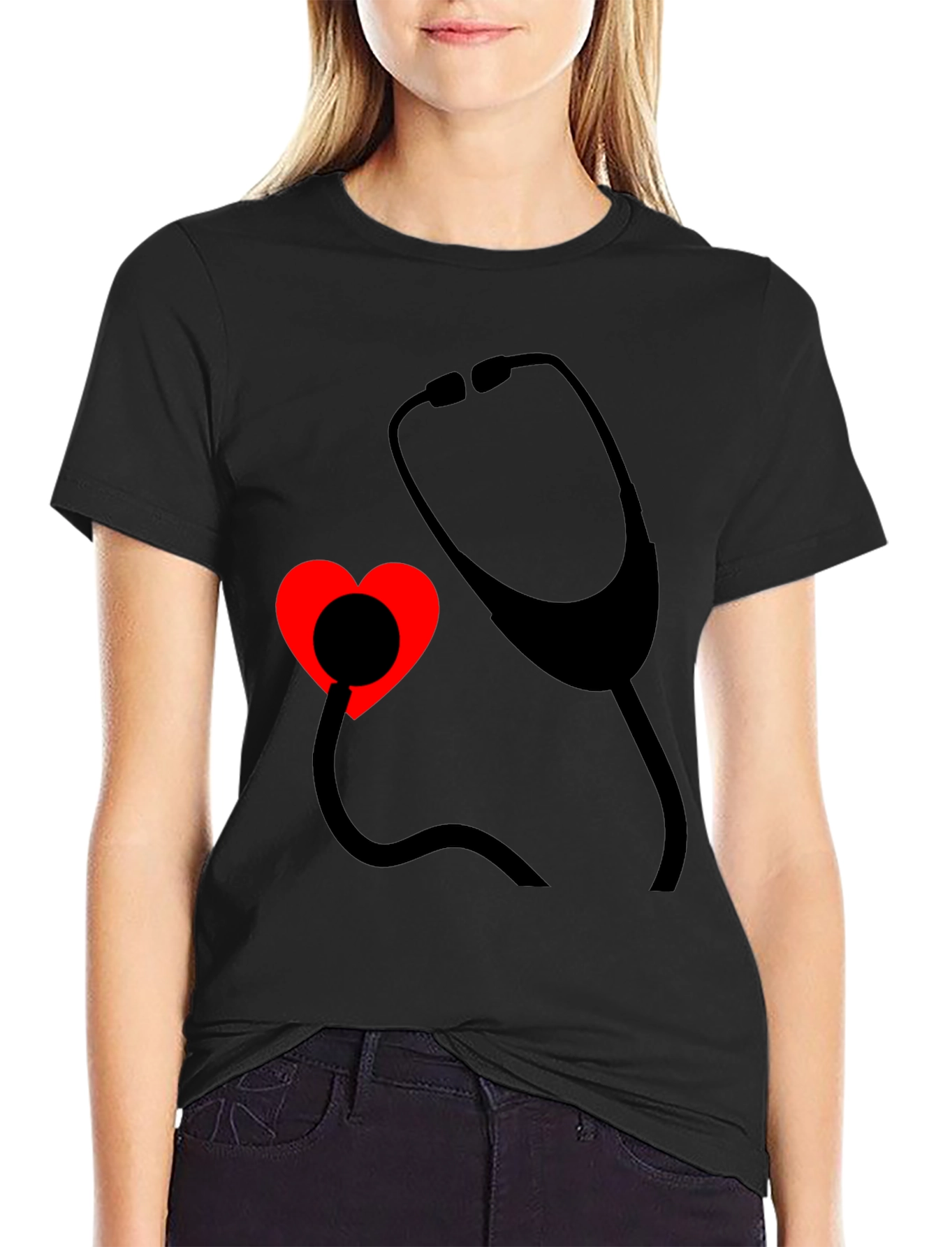 Heartbeat Stethoscope Tee - Medical Love Shirt