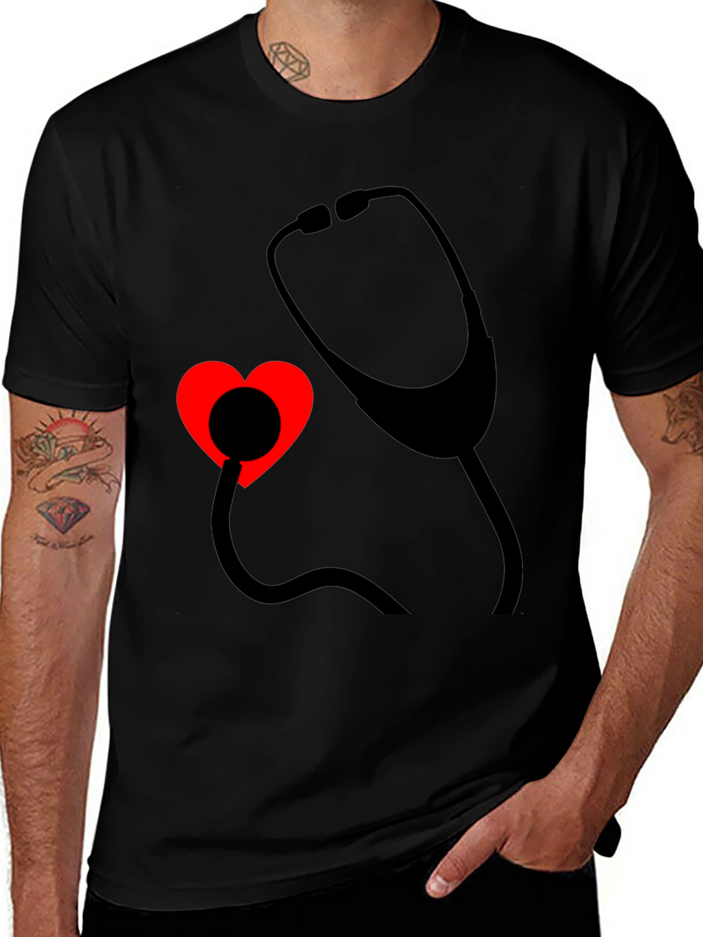 Heartbeat Stethoscope Tee - Medical Love Shirt