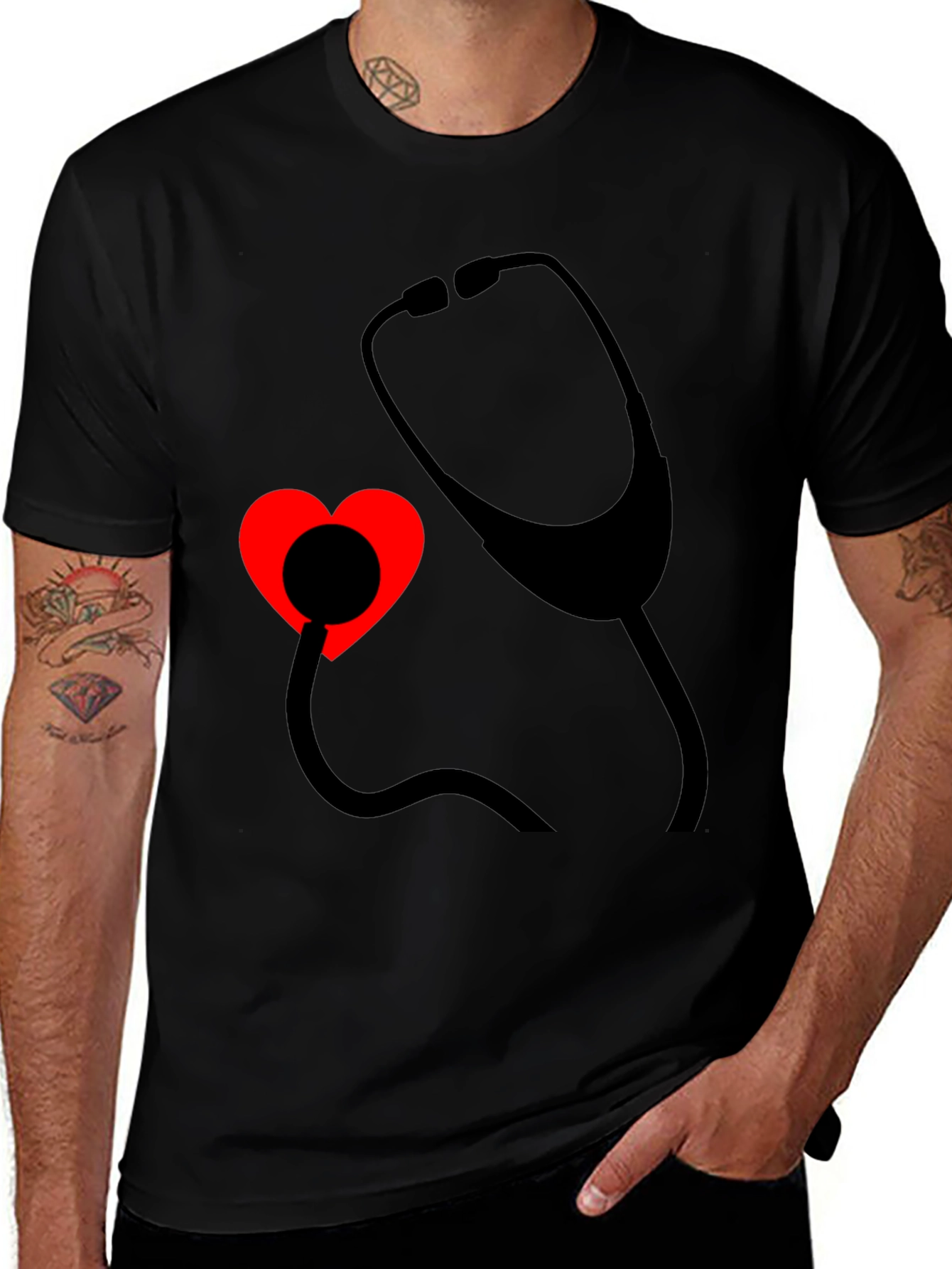 Heartbeat Stethoscope Tee - Medical Love Shirt