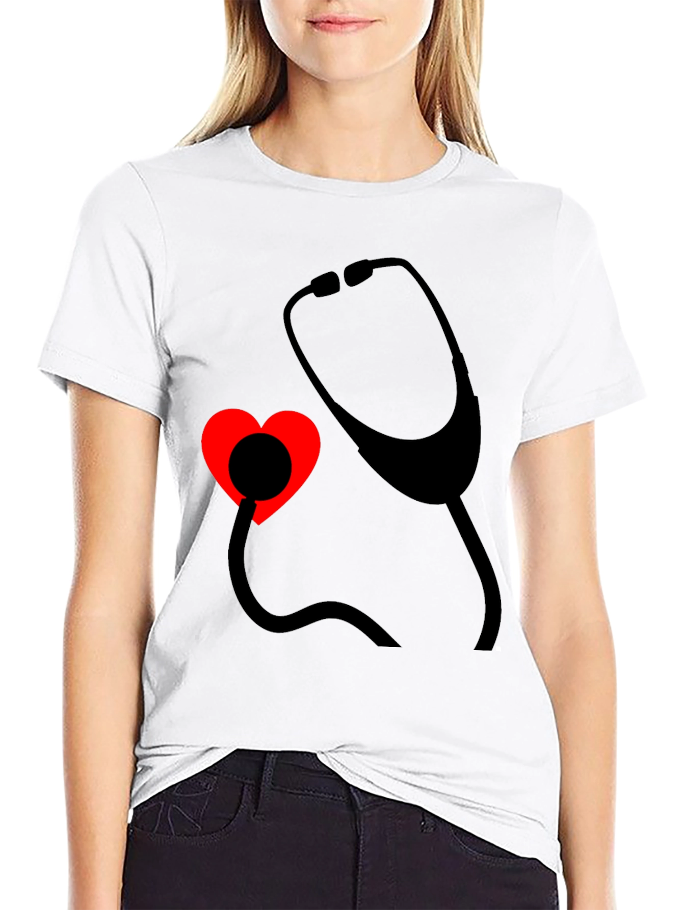 Heartbeat Stethoscope Tee - Medical Love Shirt