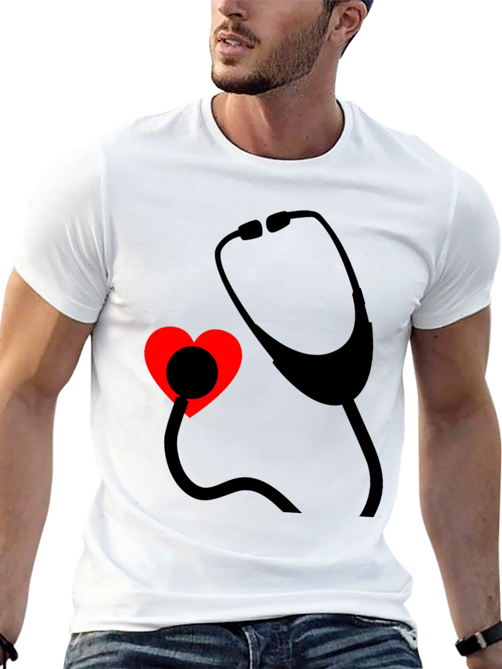 Heartbeat Stethoscope Tee - Medical Love Shirt