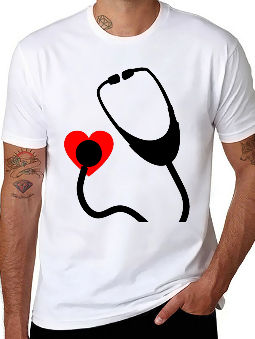 Heartbeat Stethoscope Tee - Medical Love Shirt