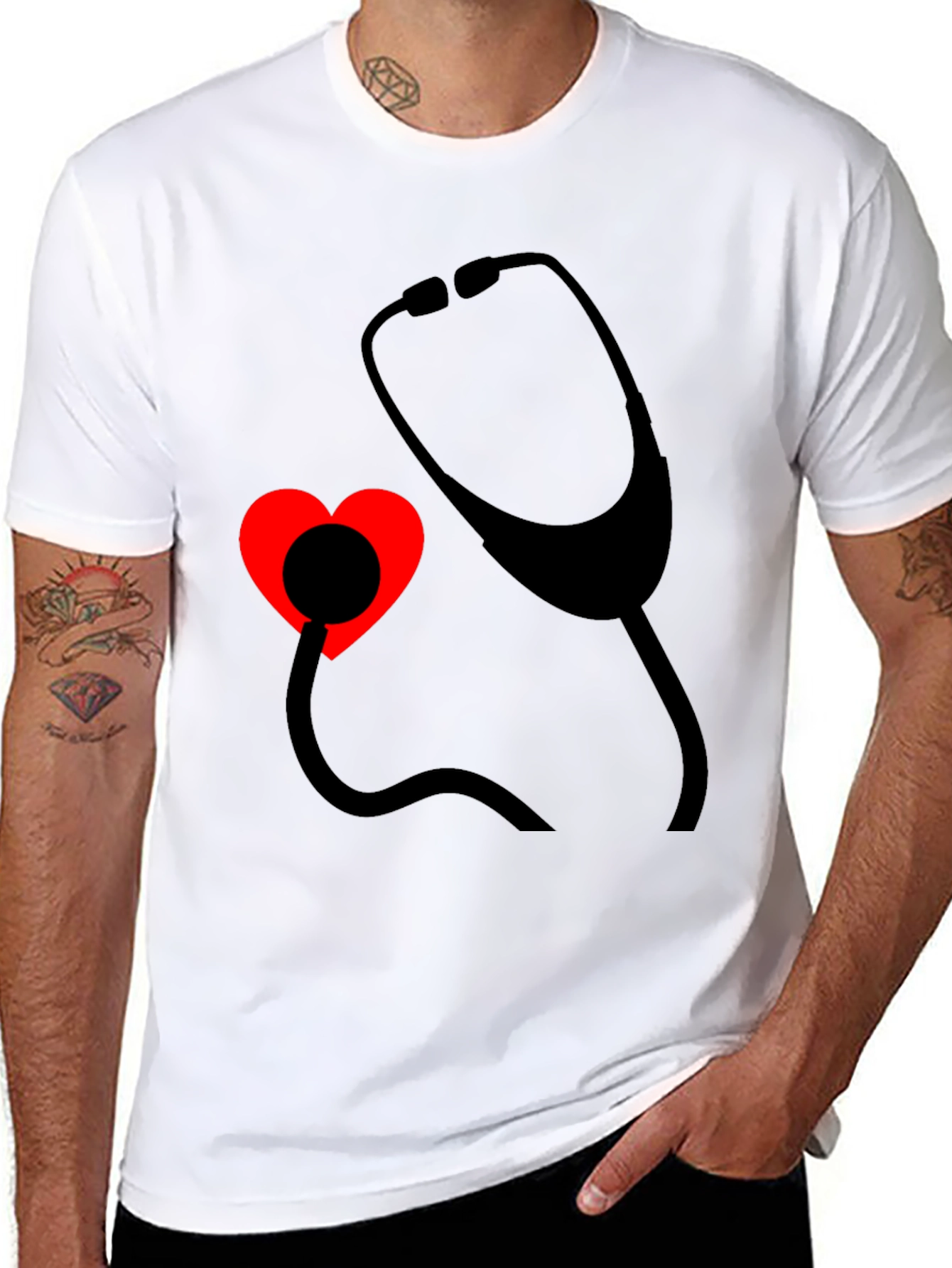Heartbeat Stethoscope Tee - Medical Love Shirt