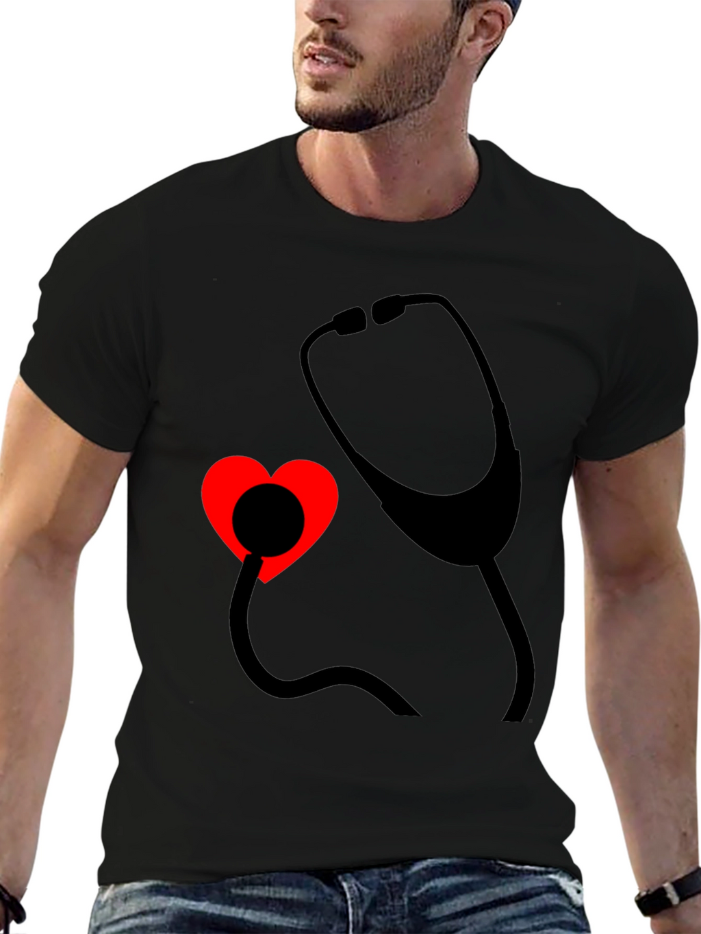 Heartbeat Stethoscope Tee - Medical Love Shirt