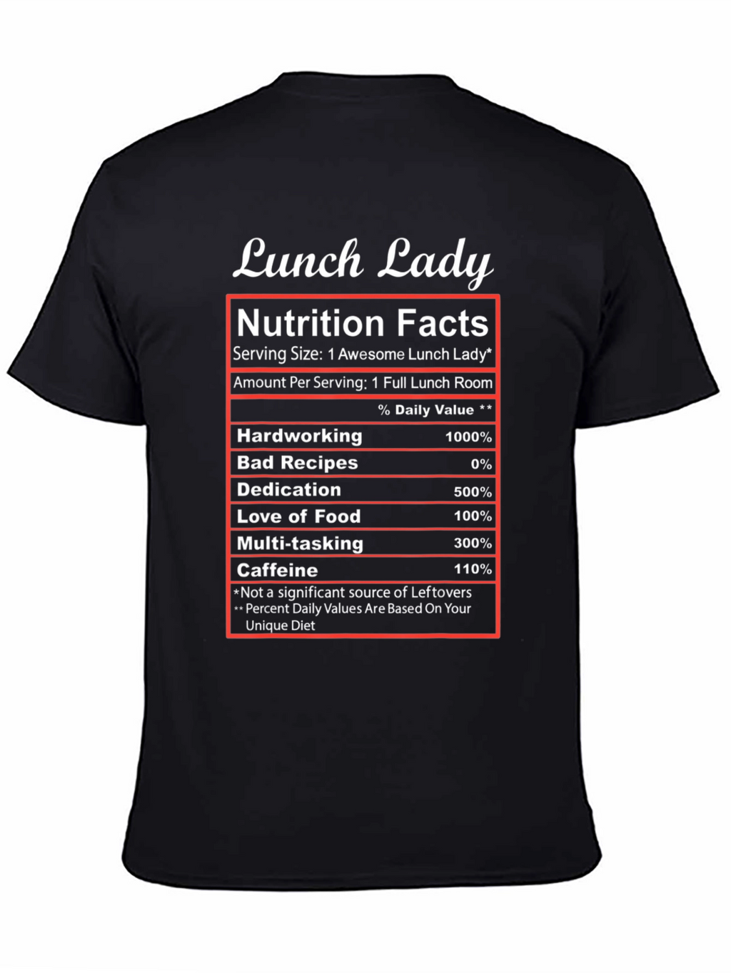 Lunch Lady Nutrition Facts T-Shirt