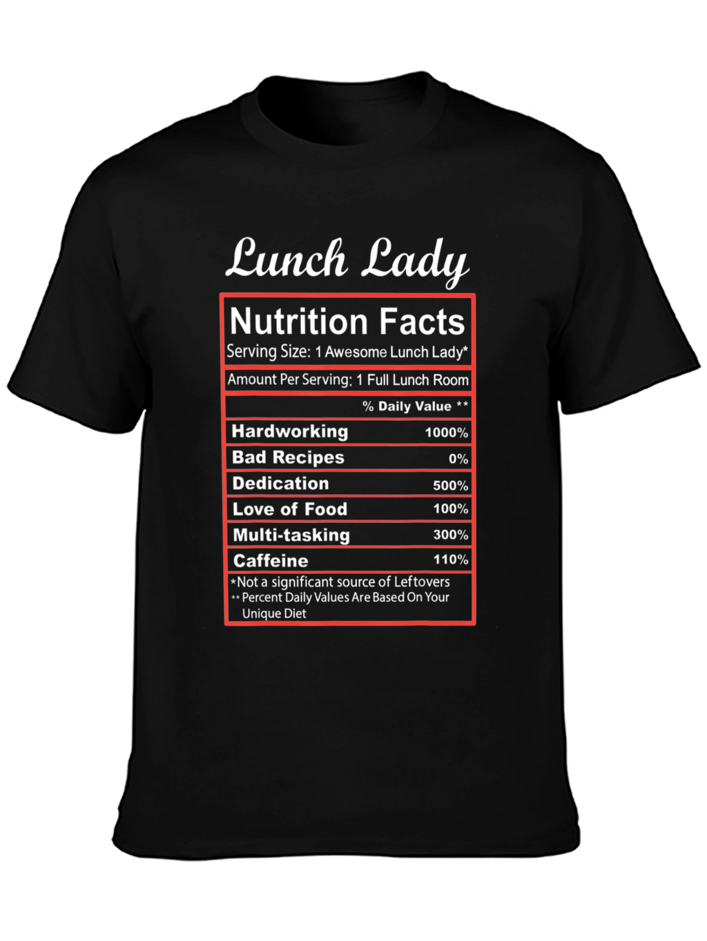 Lunch Lady Nutrition Facts T-Shirt
