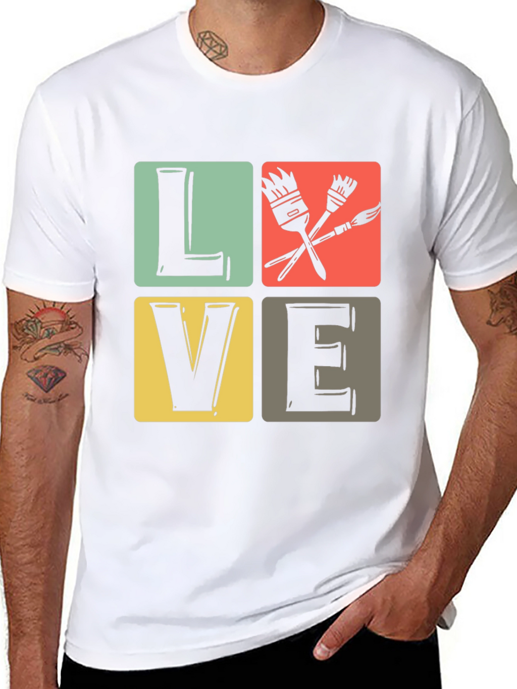 Art Lover T-Shirt: LOVE Design with Paintbrushes