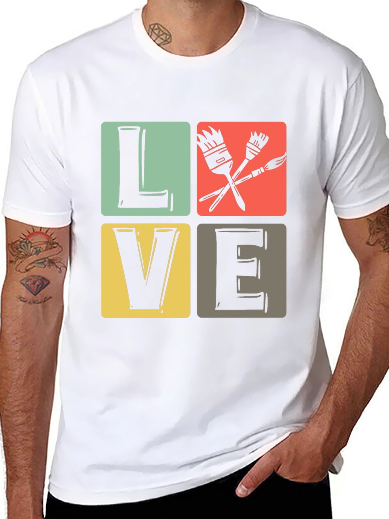 Art Lover T-Shirt: LOVE Design with Paintbrushes