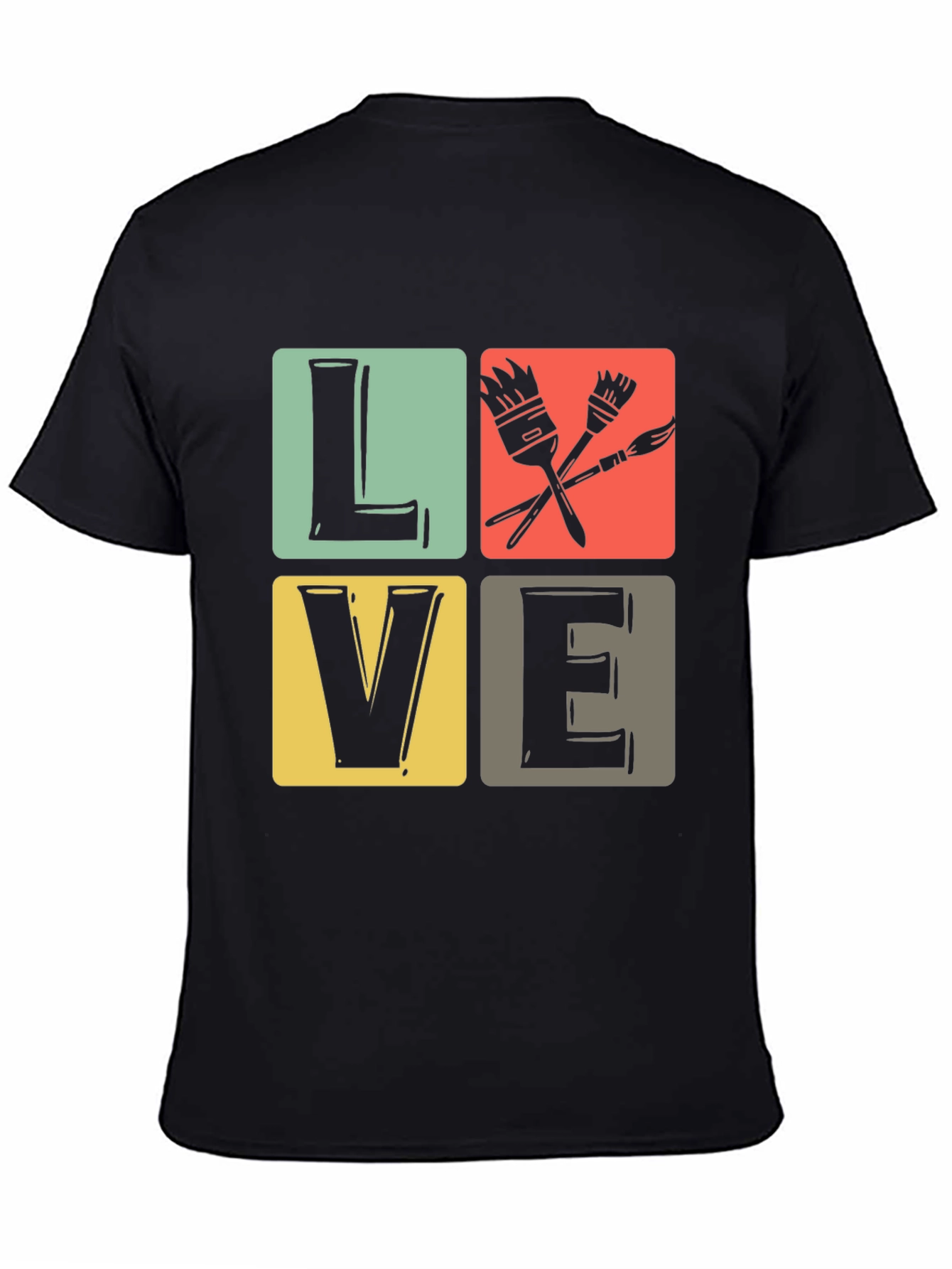 Art Lover T-Shirt: LOVE Design with Paintbrushes