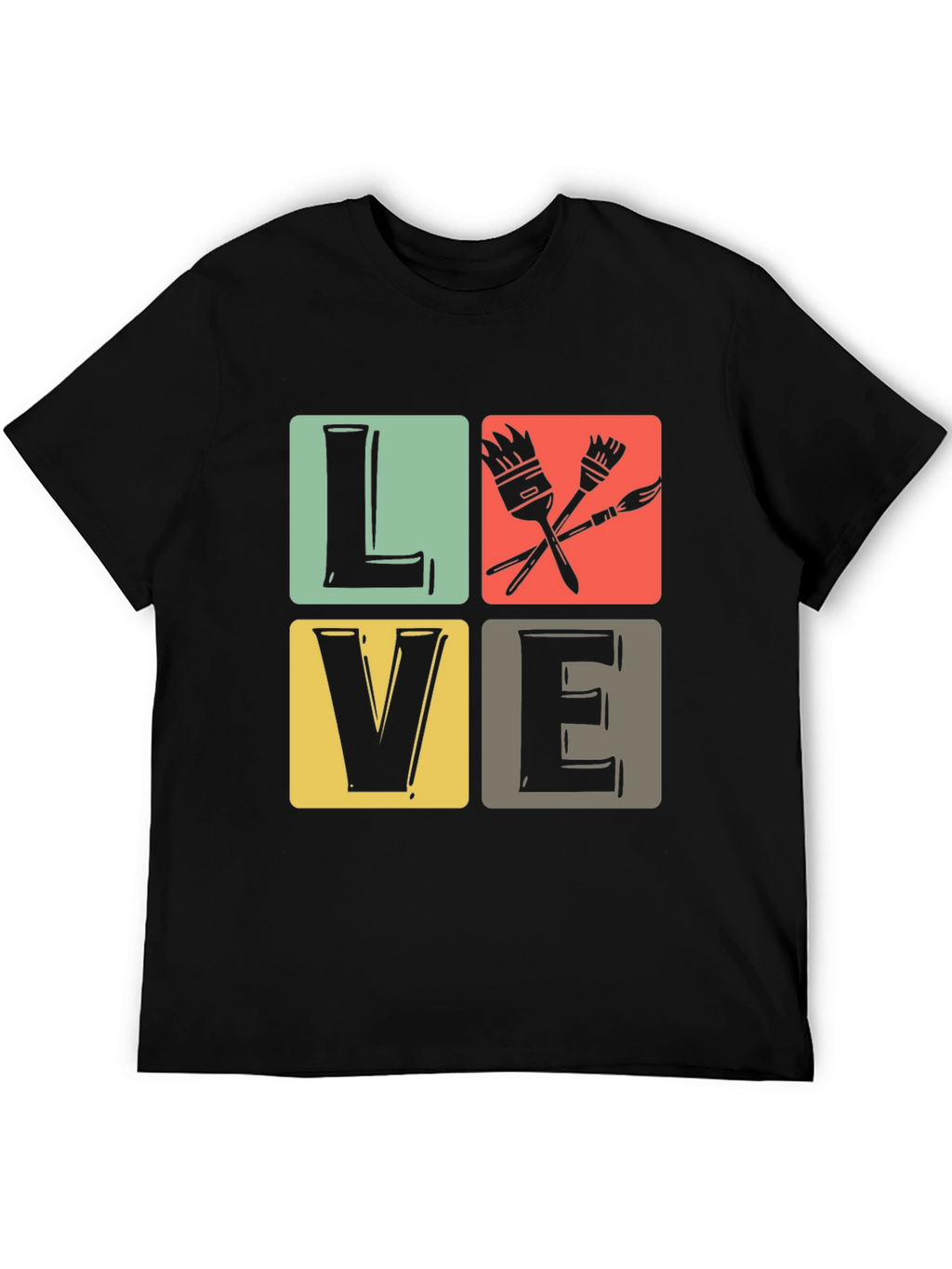 Art Lover T-Shirt: LOVE Design with Paintbrushes