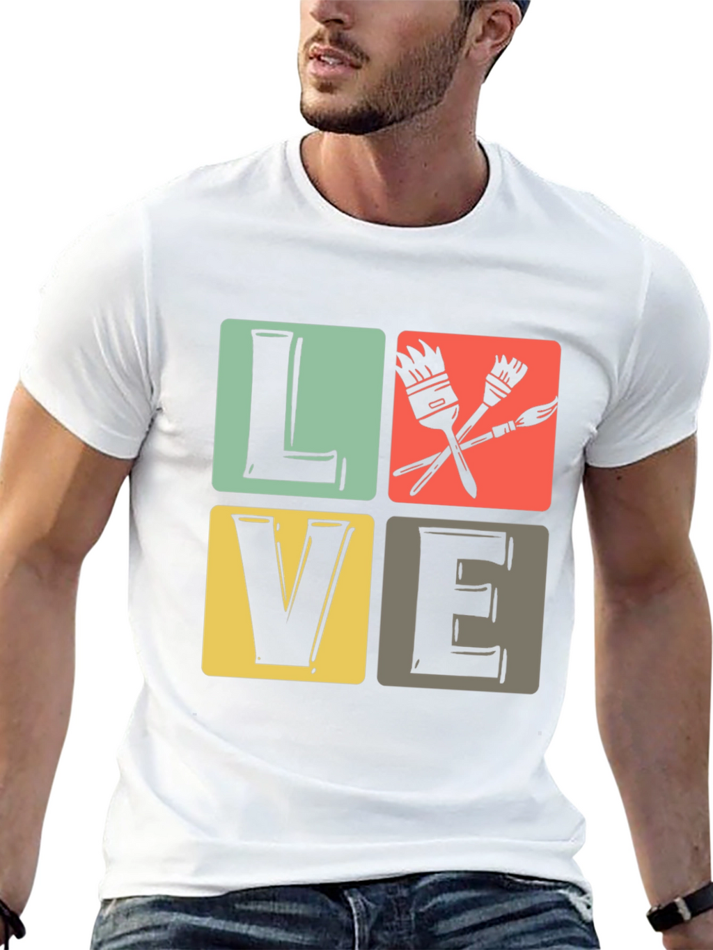 Art Lover T-Shirt: LOVE Design with Paintbrushes