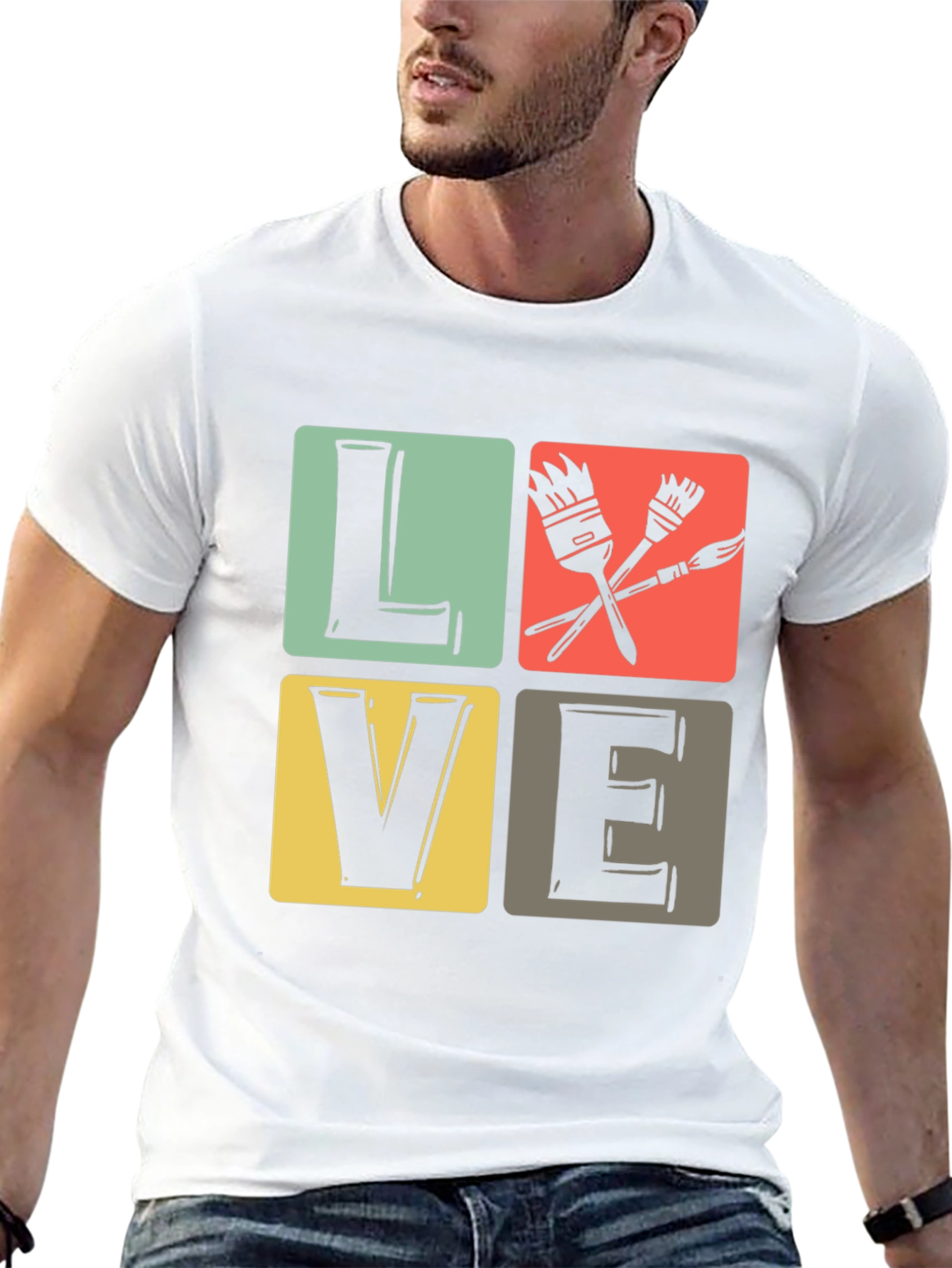 Art Lover T-Shirt: LOVE Design with Paintbrushes