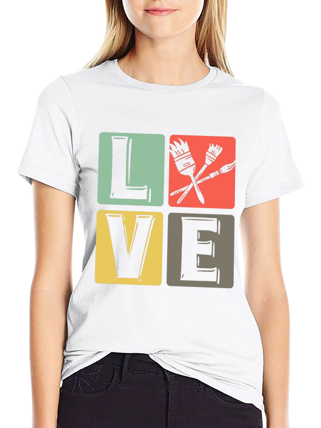 Art Lover T-Shirt: LOVE Design with Paintbrushes