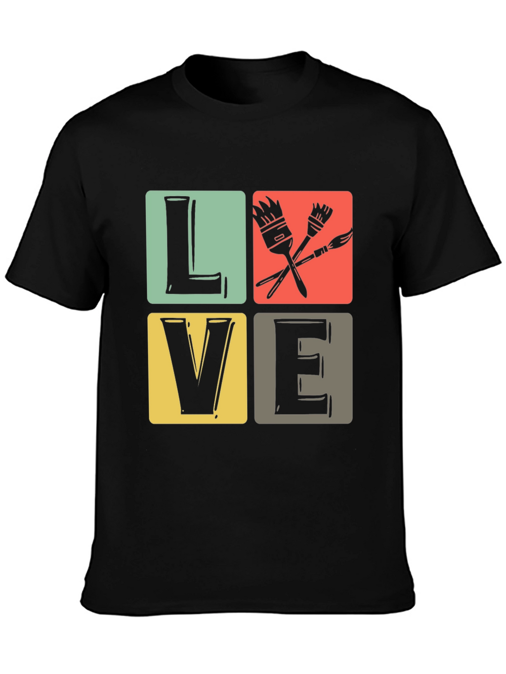 Art Lover T-Shirt: LOVE Design with Paintbrushes