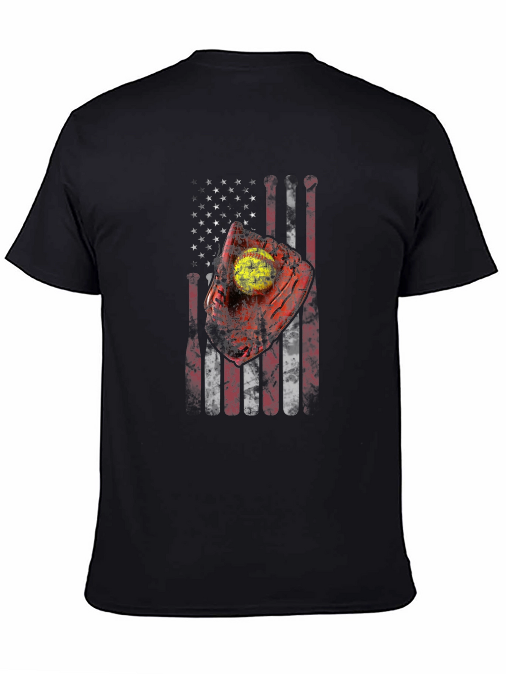 Patriotic Softball T-Shirt - American Flag Design