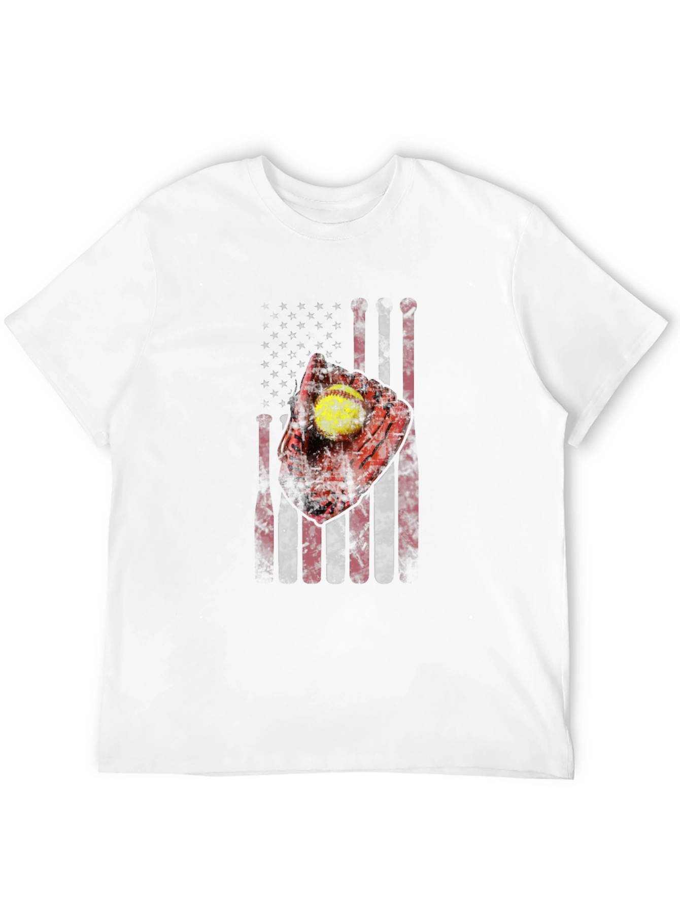Patriotic Softball T-Shirt - American Flag Design