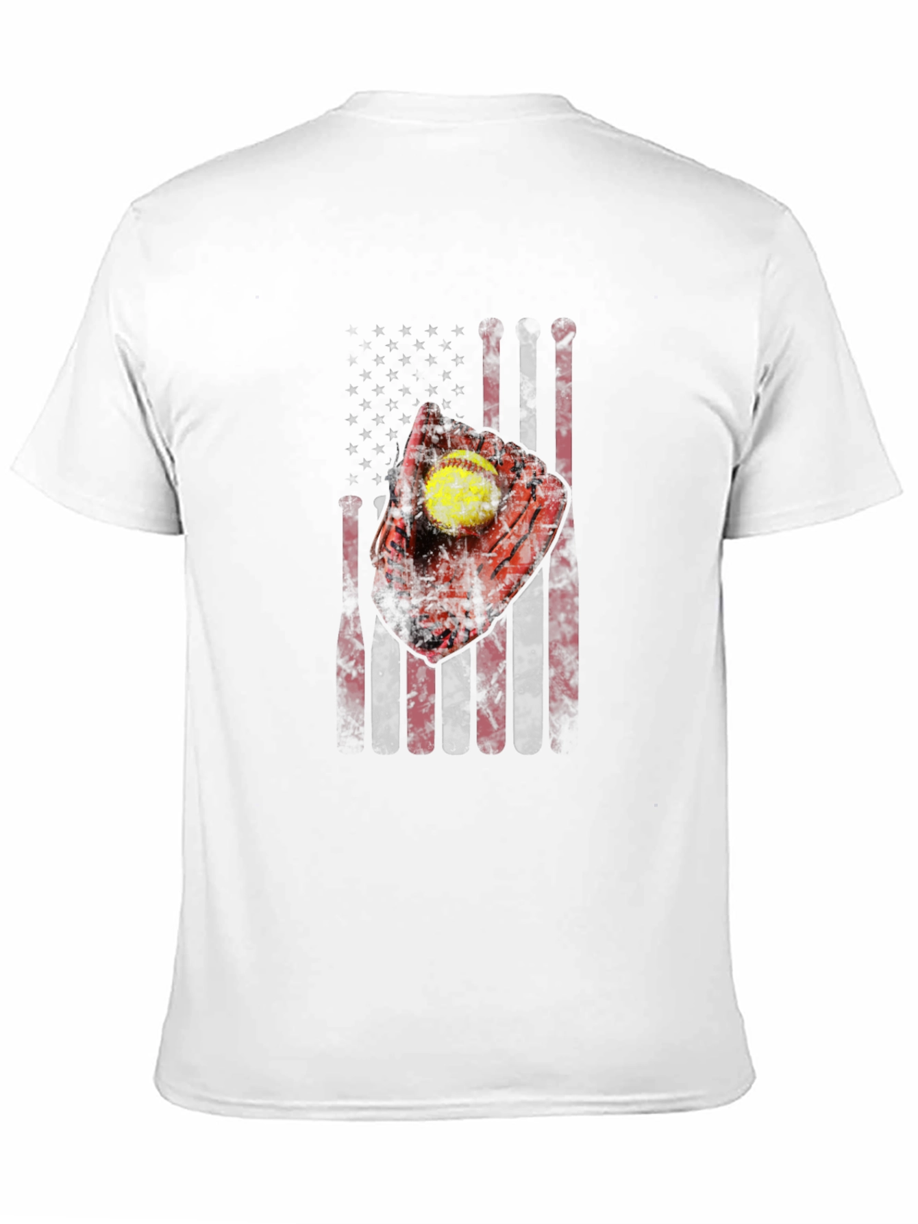 Patriotic Softball T-Shirt - American Flag Design