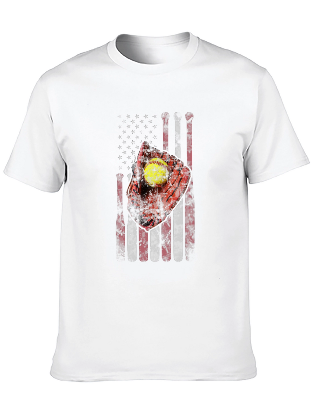 Patriotic Softball T-Shirt - American Flag Design