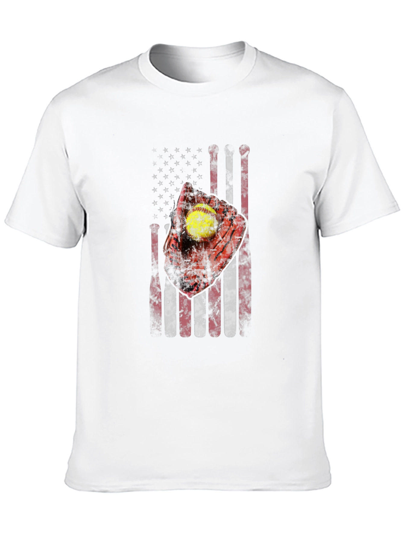 Patriotic Softball T-Shirt - American Flag Design