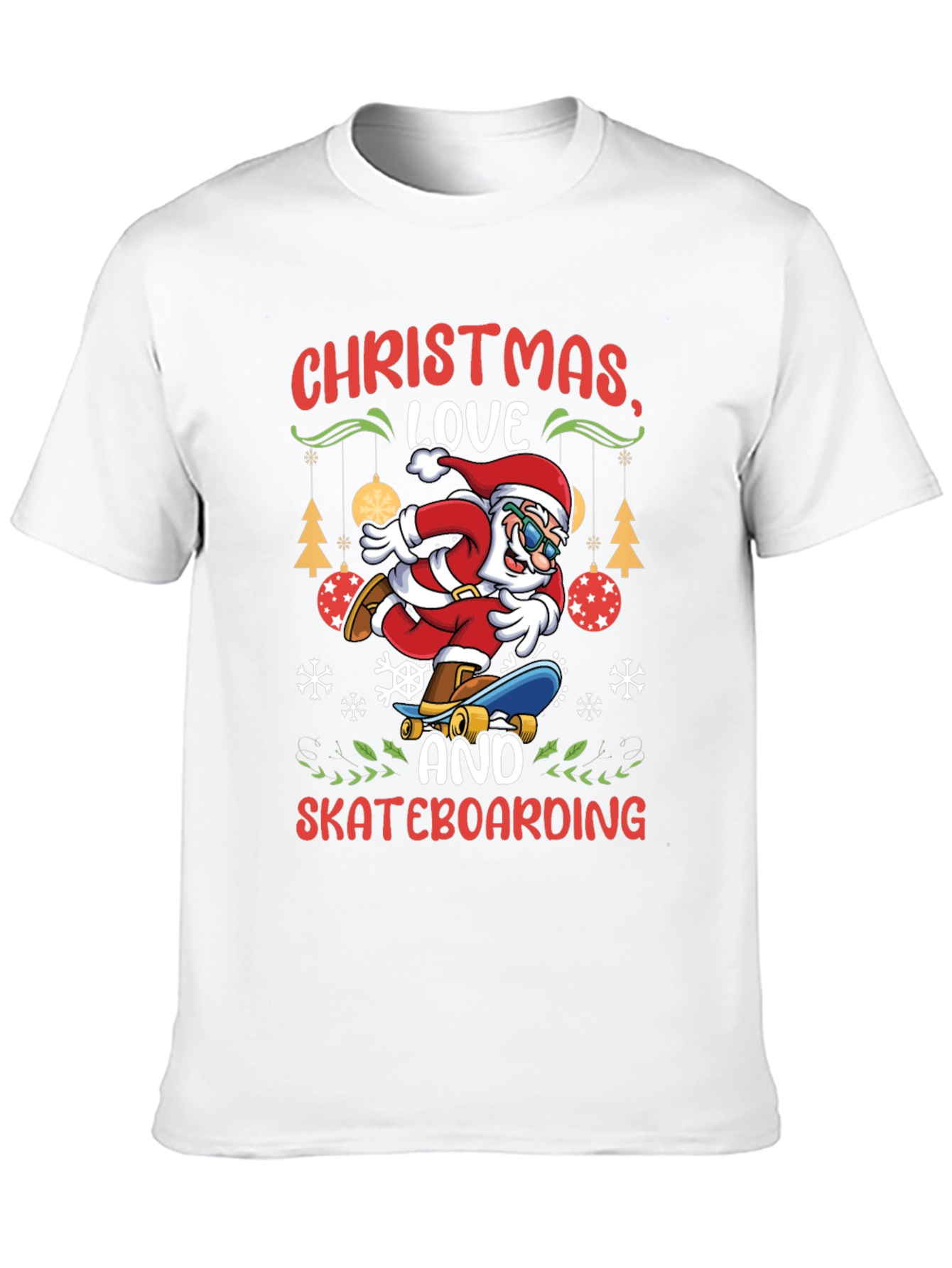 Christmas Santa Skateboarding T-Shirt
