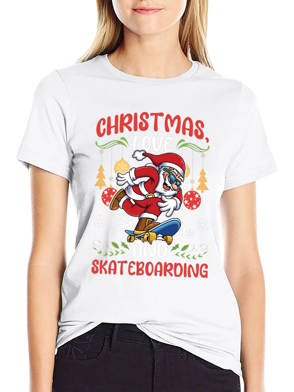 Christmas Santa Skateboarding T-Shirt