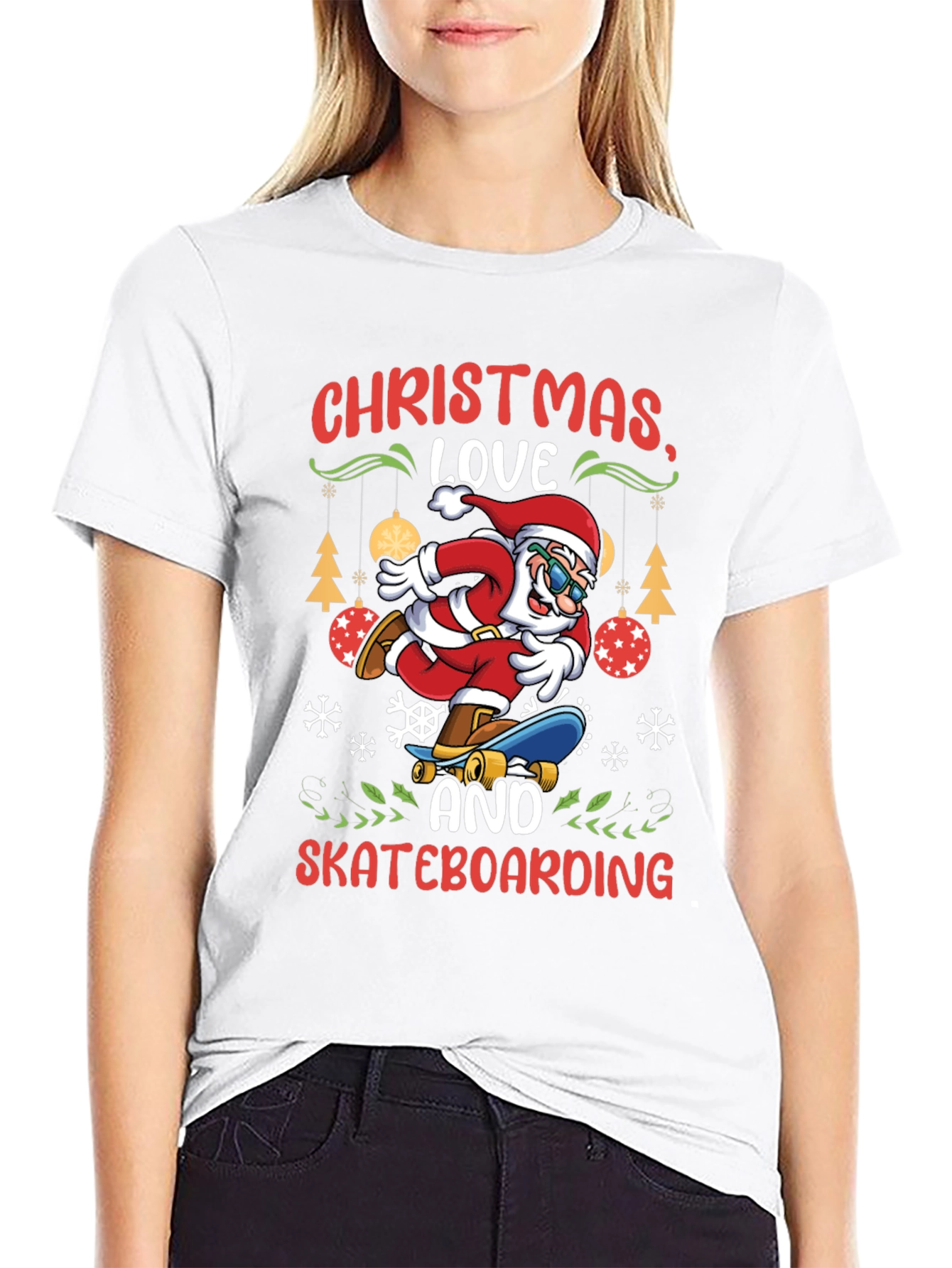 Christmas Santa Skateboarding T-Shirt