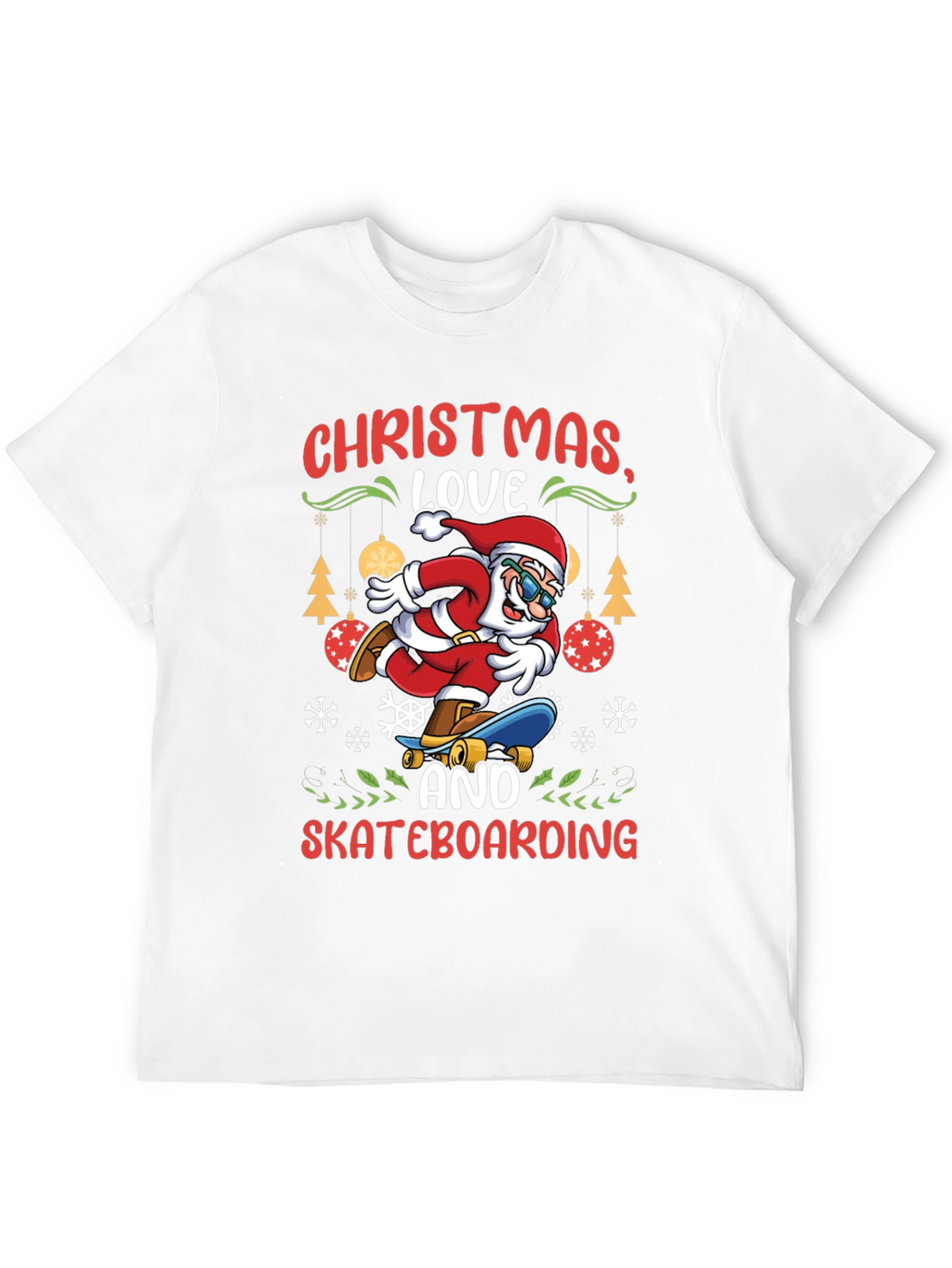Christmas Santa Skateboarding T-Shirt