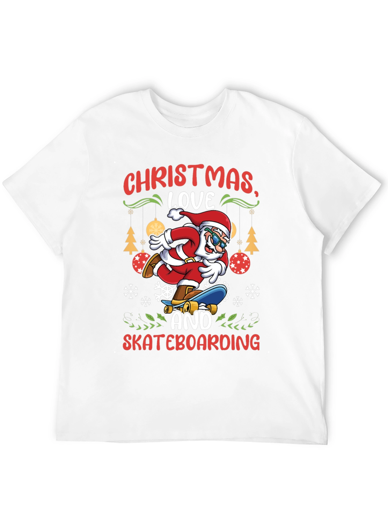 Christmas Santa Skateboarding T-Shirt