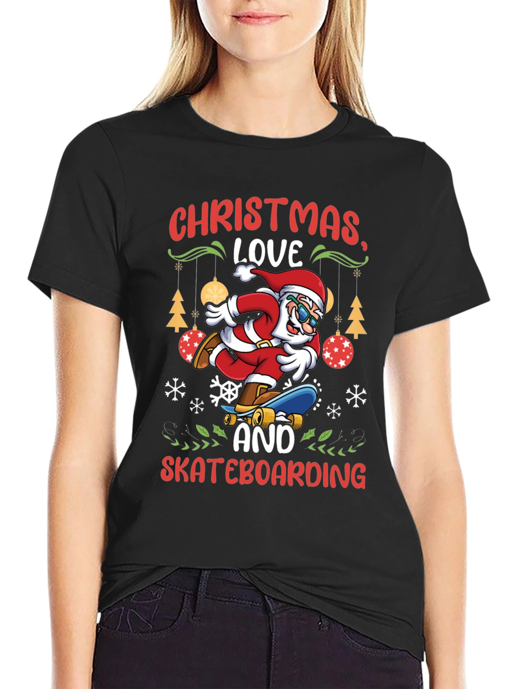Christmas Santa Skateboarding T-Shirt