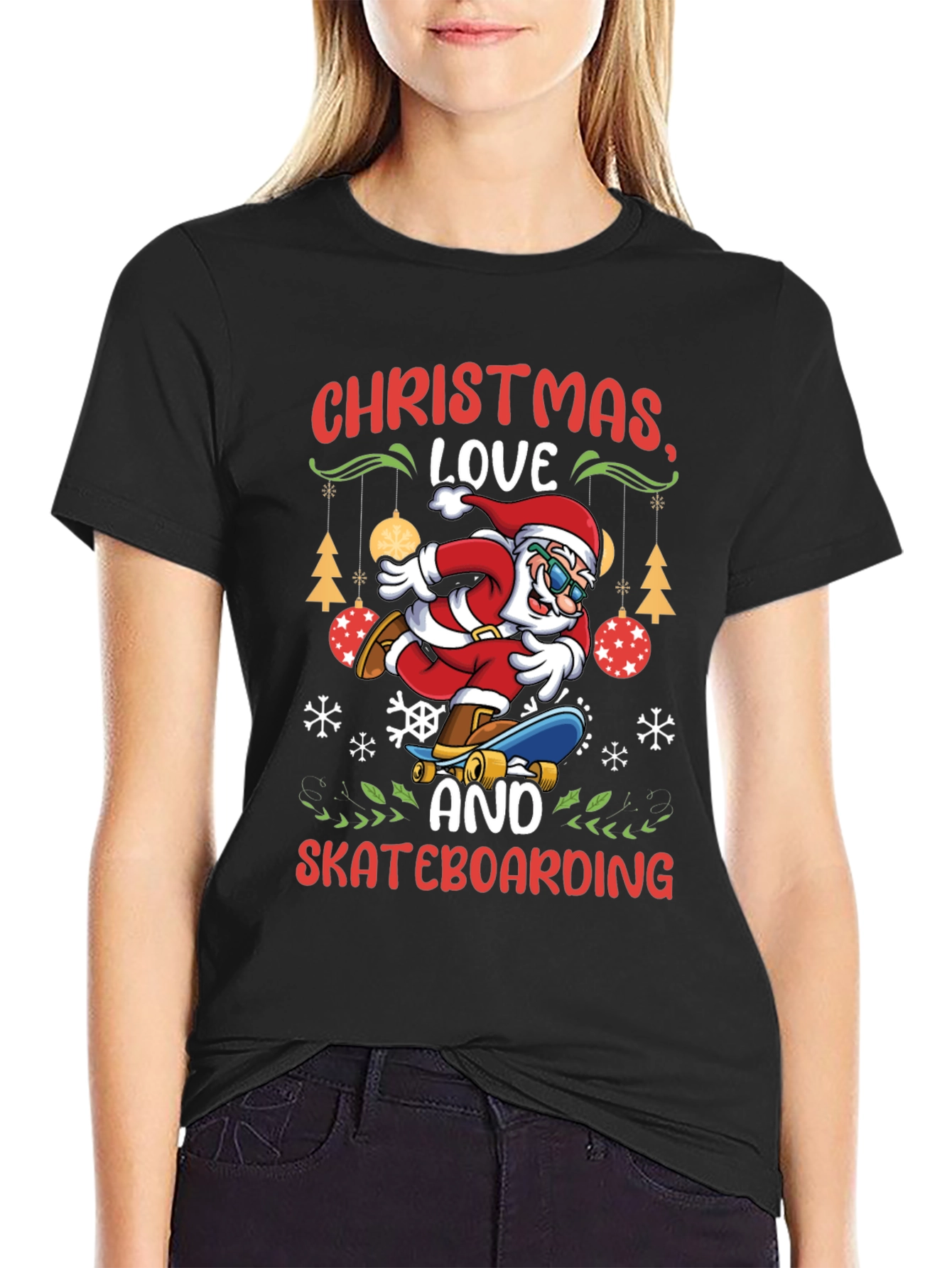 Christmas Santa Skateboarding T-Shirt