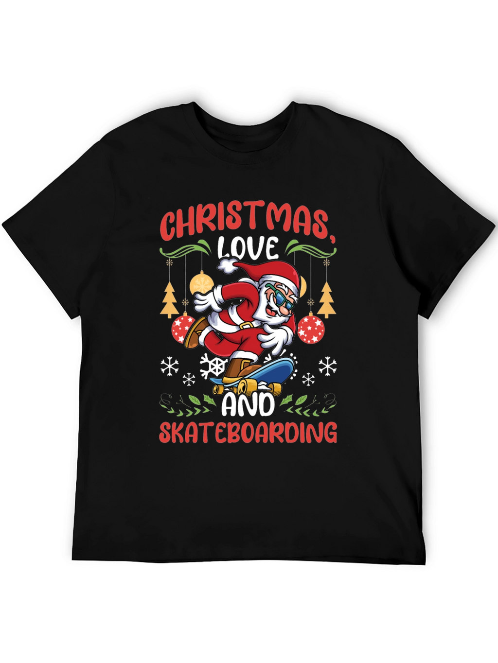 Christmas Santa Skateboarding T-Shirt