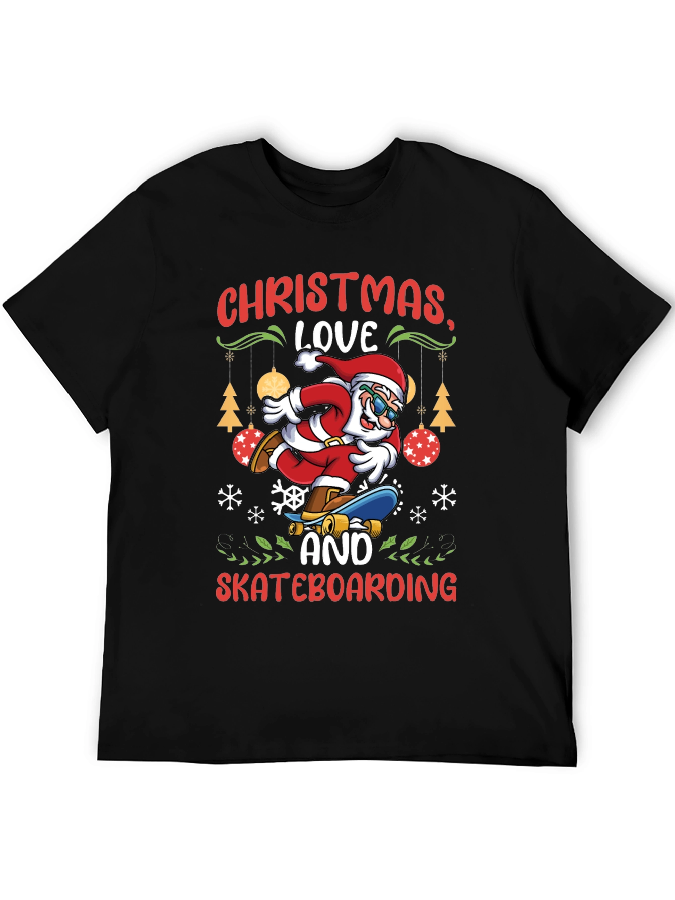 Christmas Santa Skateboarding T-Shirt