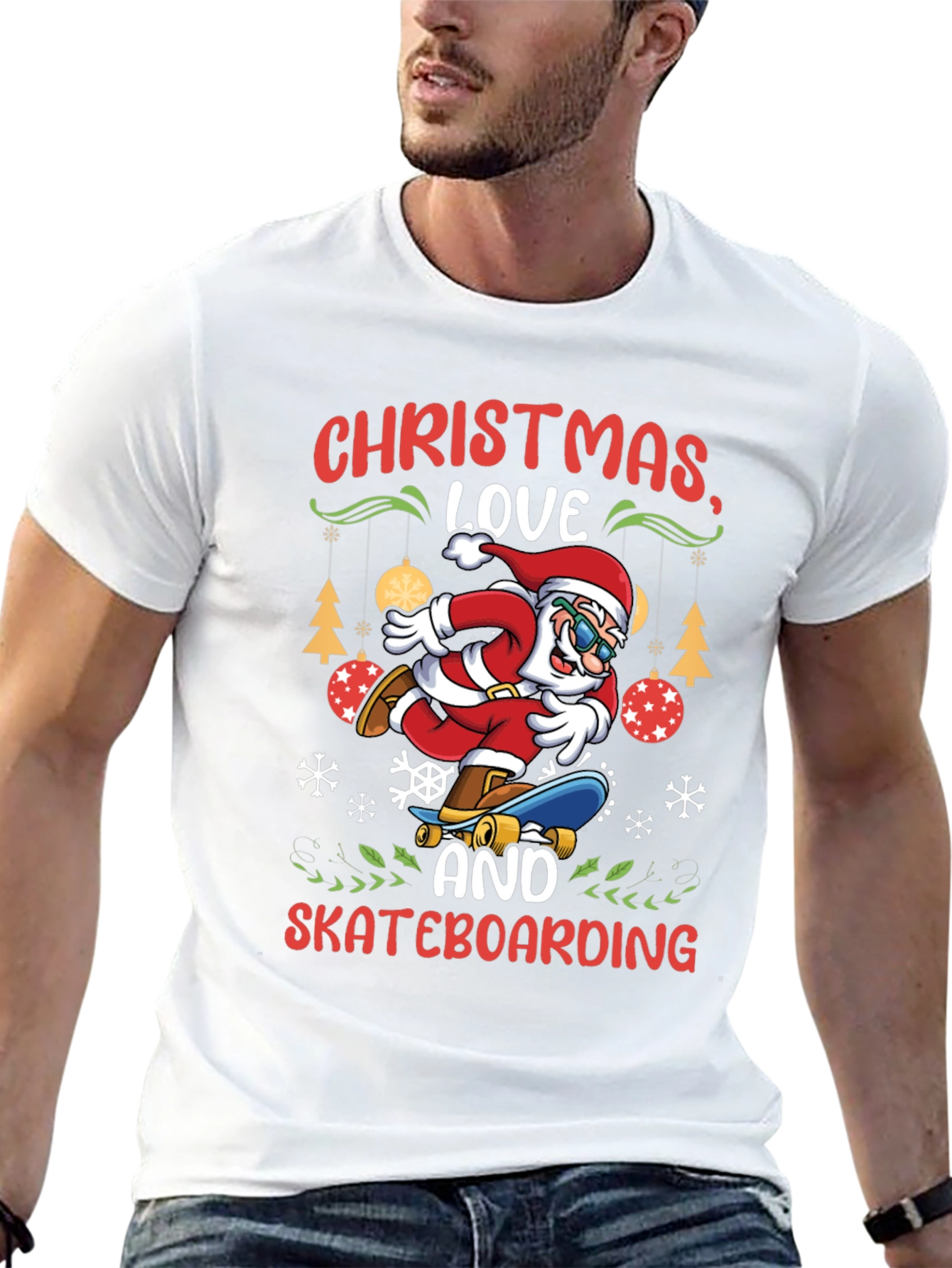 Christmas Santa Skateboarding T-Shirt