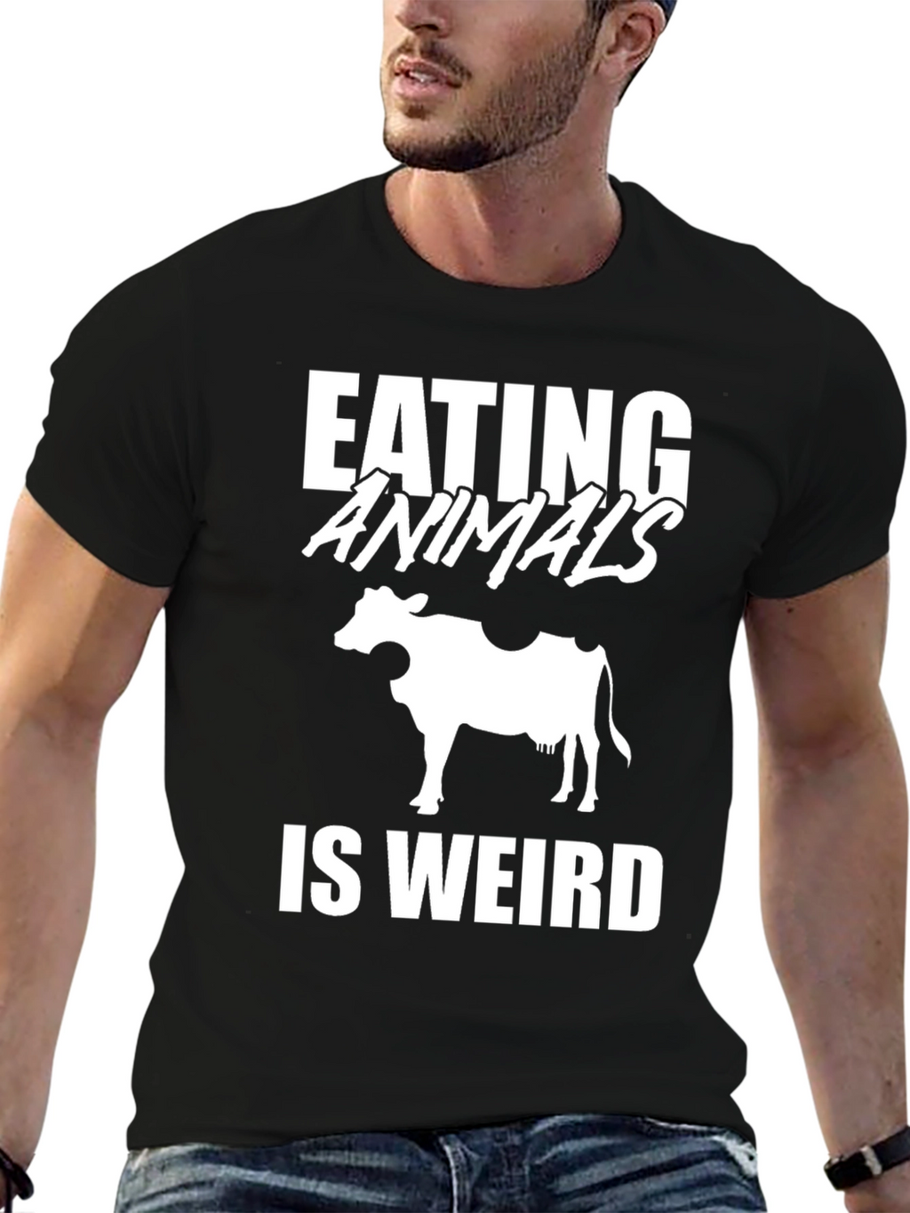 Eating Animals Is Weird T-Shirt Vegan Cow Tee