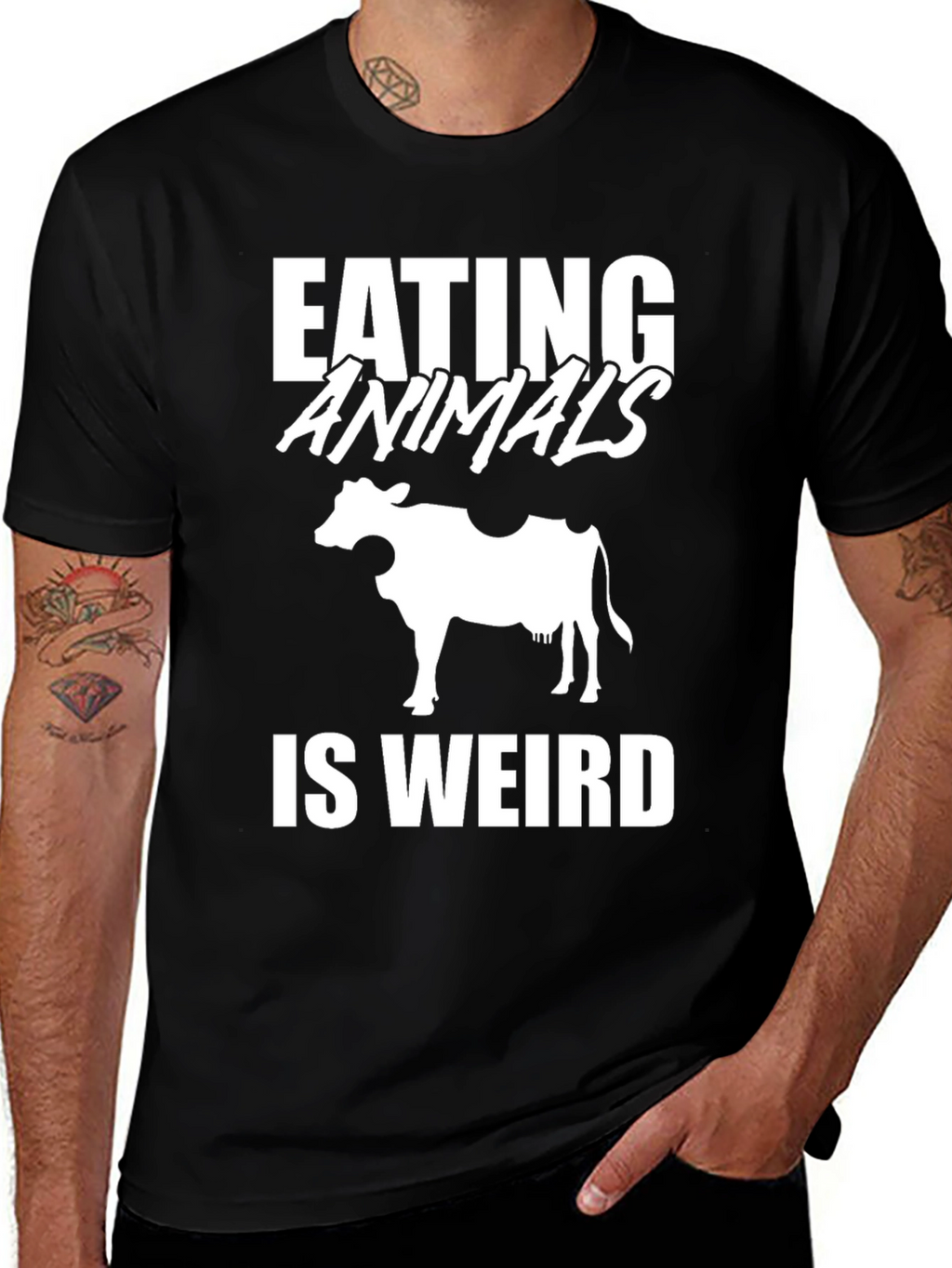 Eating Animals Is Weird T-Shirt Vegan Cow Tee