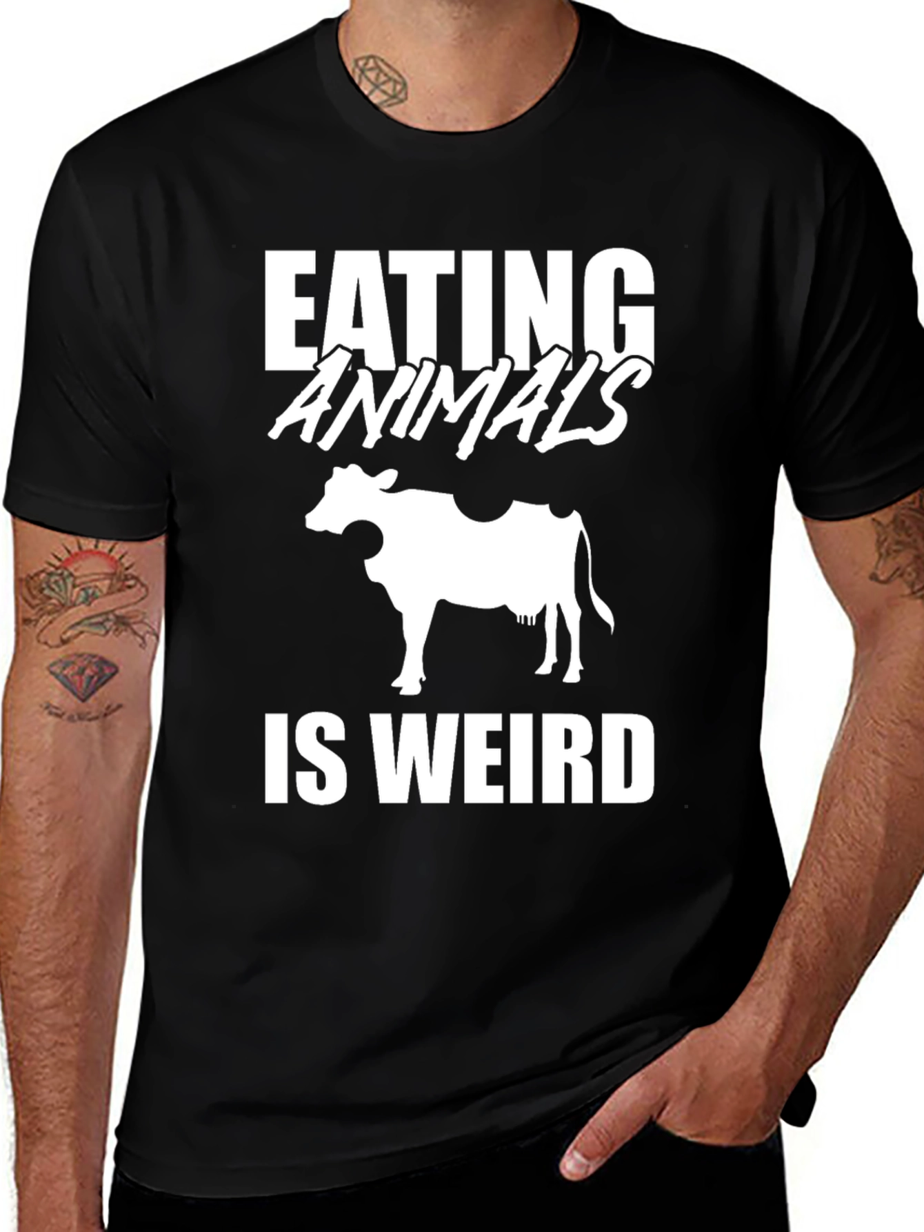 Eating Animals Is Weird T-Shirt Vegan Cow Tee