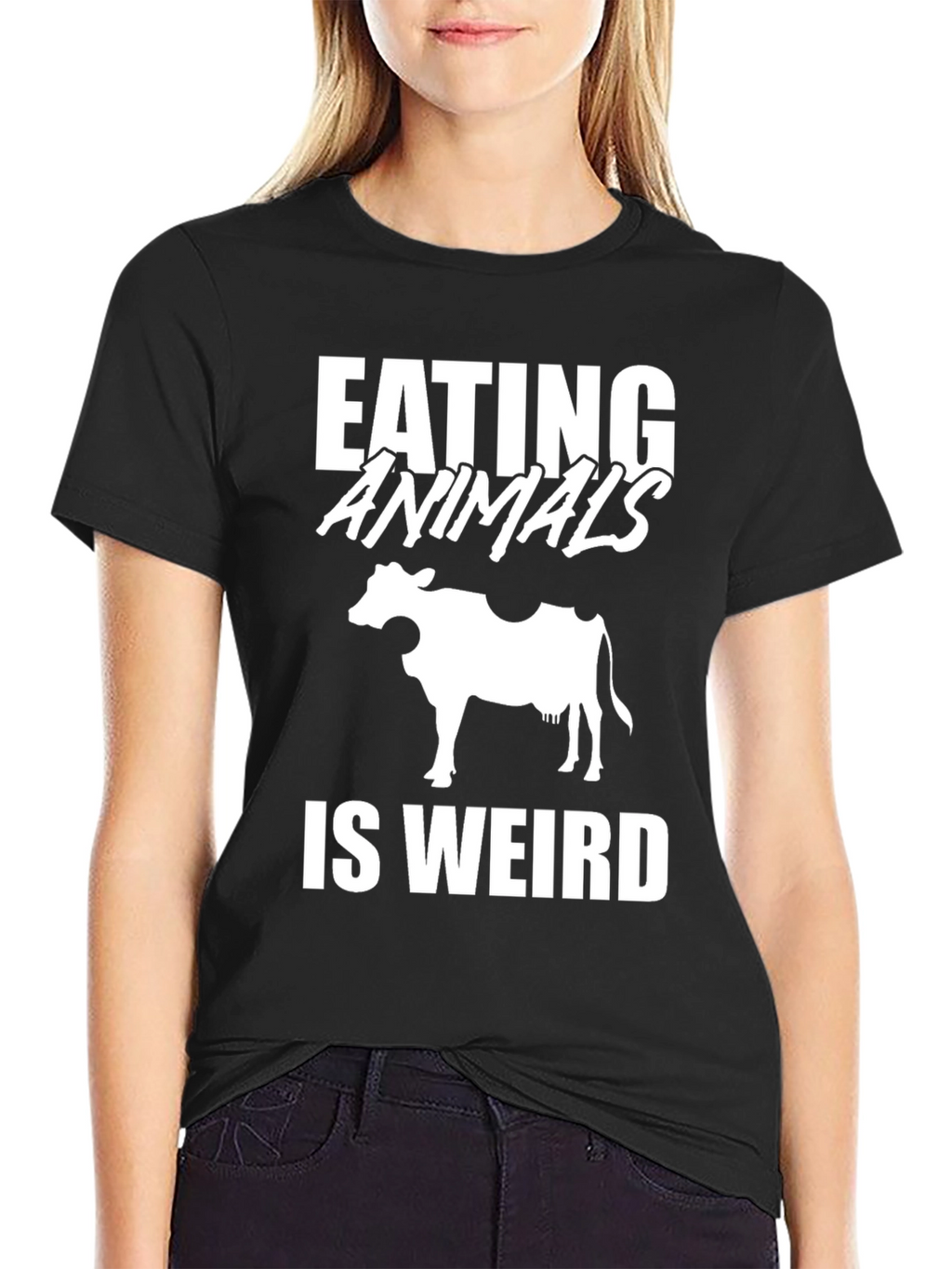 Eating Animals Is Weird T-Shirt Vegan Cow Tee