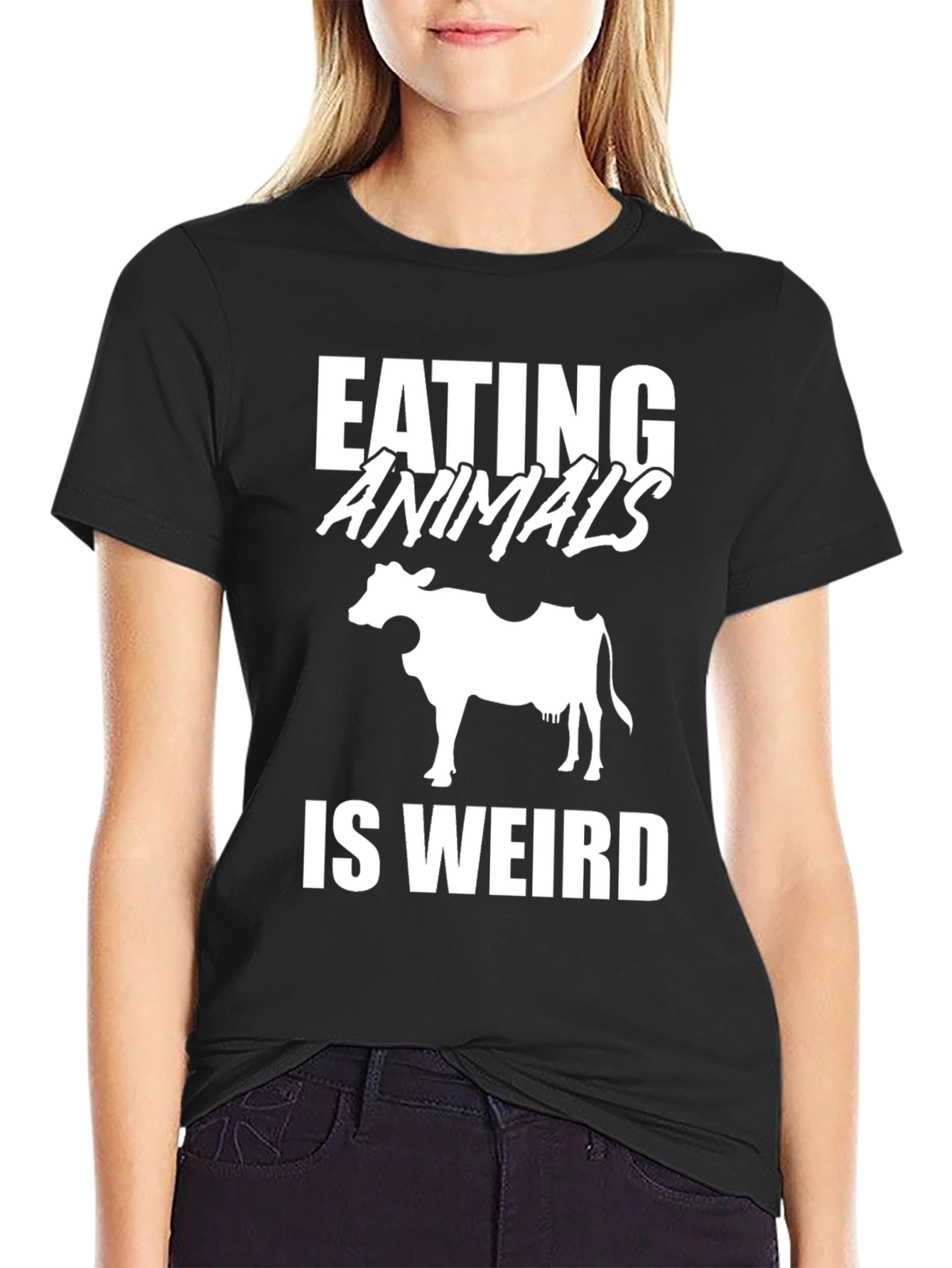 Eating Animals Is Weird T-Shirt Vegan Cow Tee