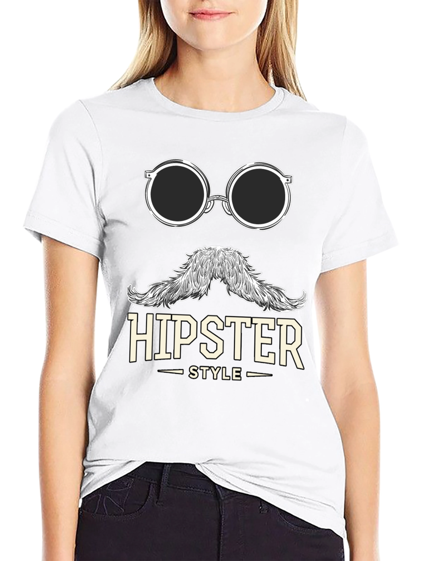 Hipster Style Graphic Tee - Black T-Shirt