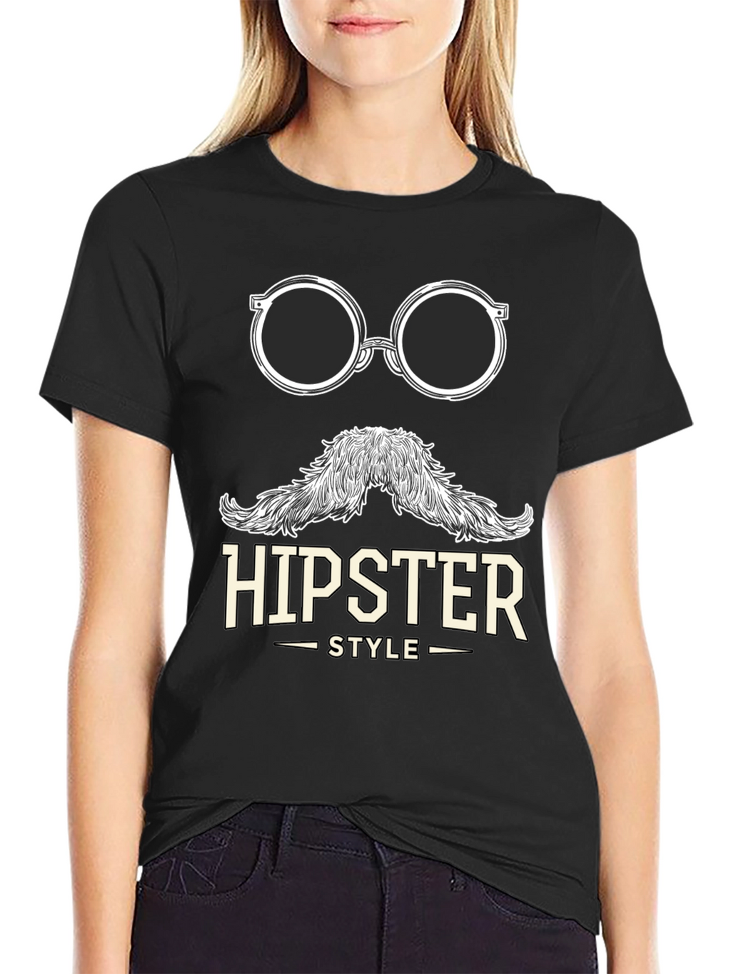 Hipster Style Graphic Tee - Black T-Shirt